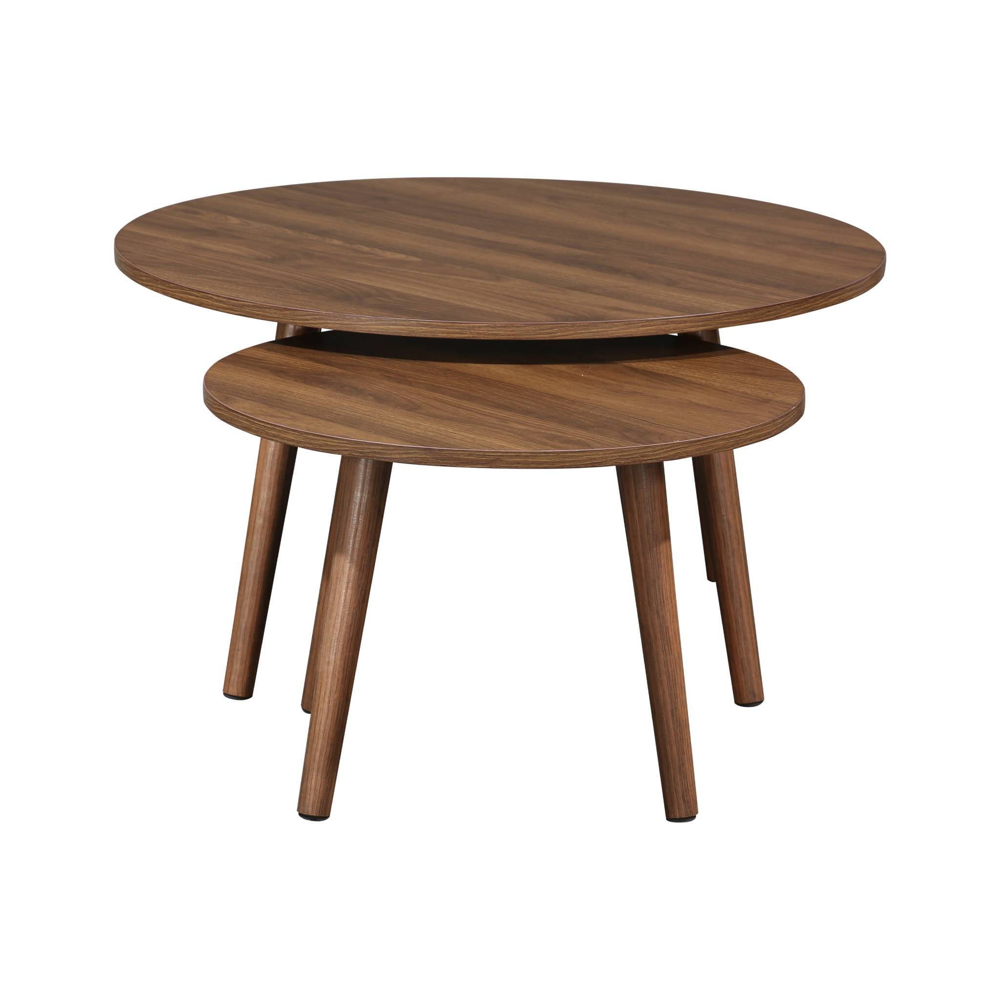 Lot de 2 tables basses rondes décor bois de noyer Népal NEPAL - 5
