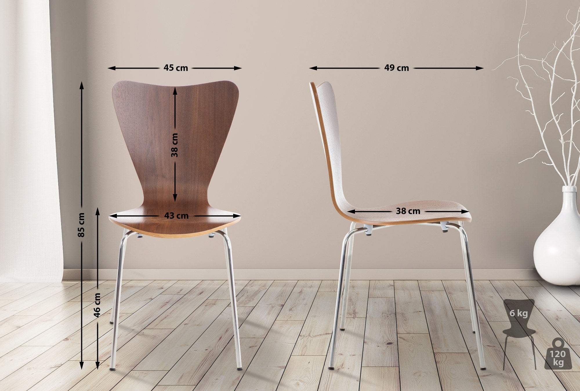 Lot de 2 chaises visiteurs Calisto noyer - 2