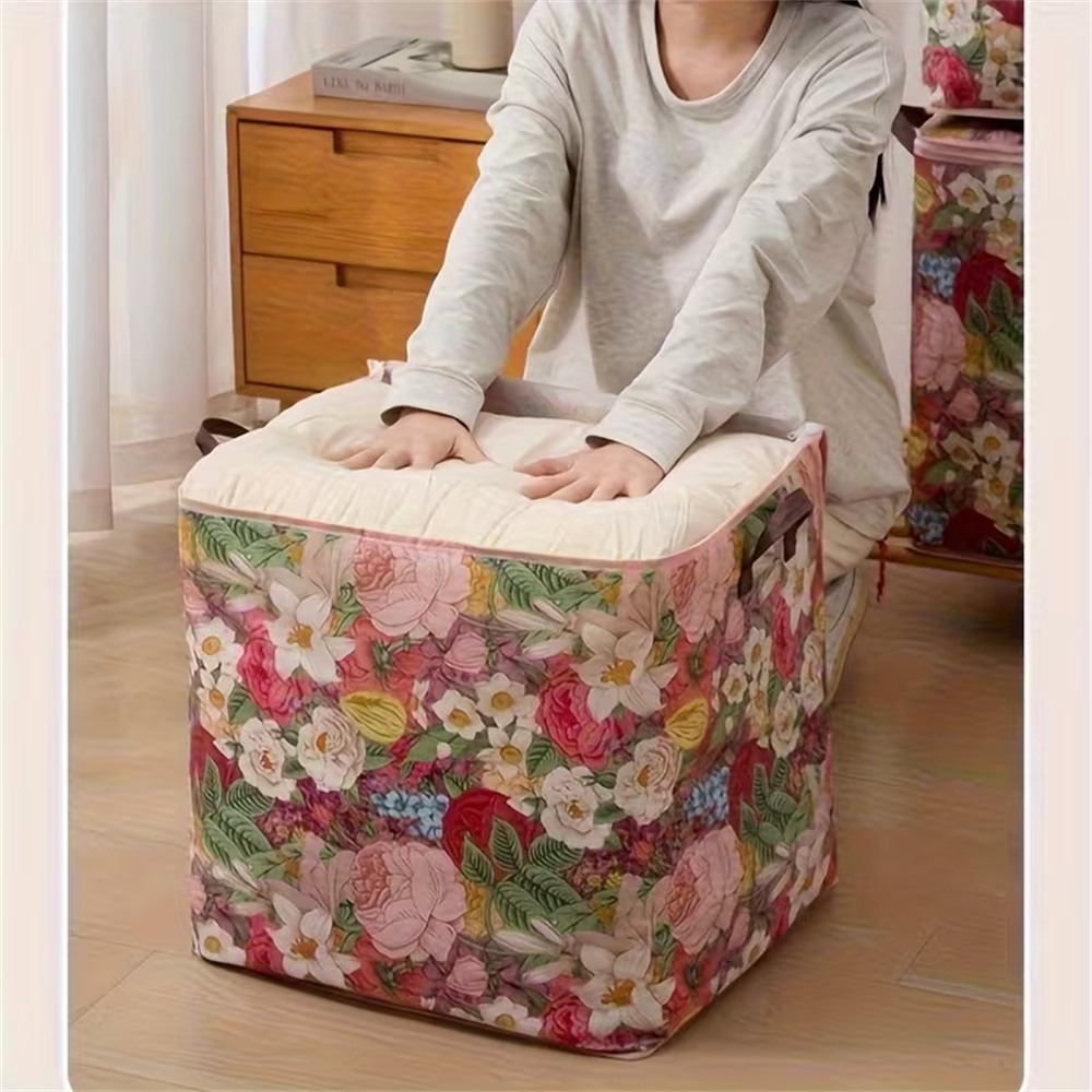 Borsa portaoggetti impermeabile di grandissima capacità, borsa intrecciata pieghevole, adatta per riporre vestiti e coperte in casa resistente viaggio - 2