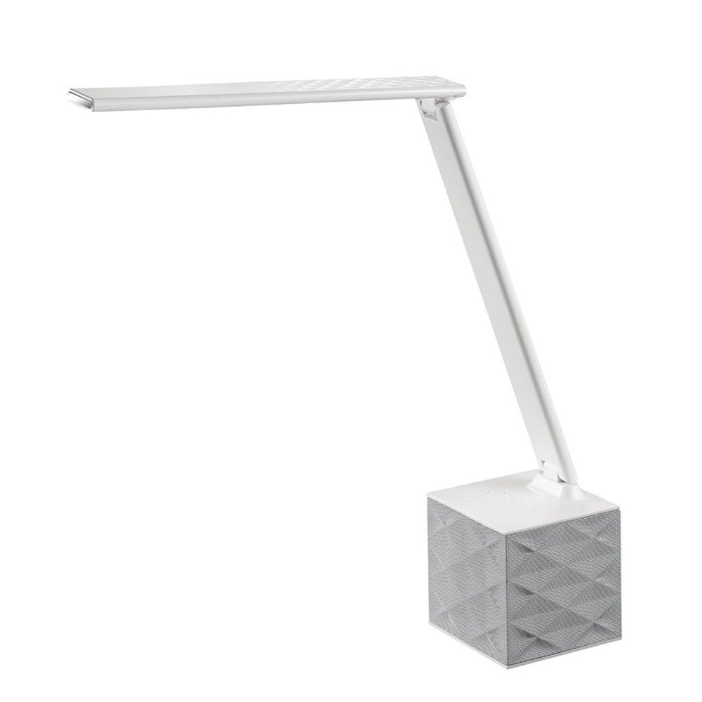 Flexo LED z głośnikiem i portem USB Asimio biały 12W Cold Light