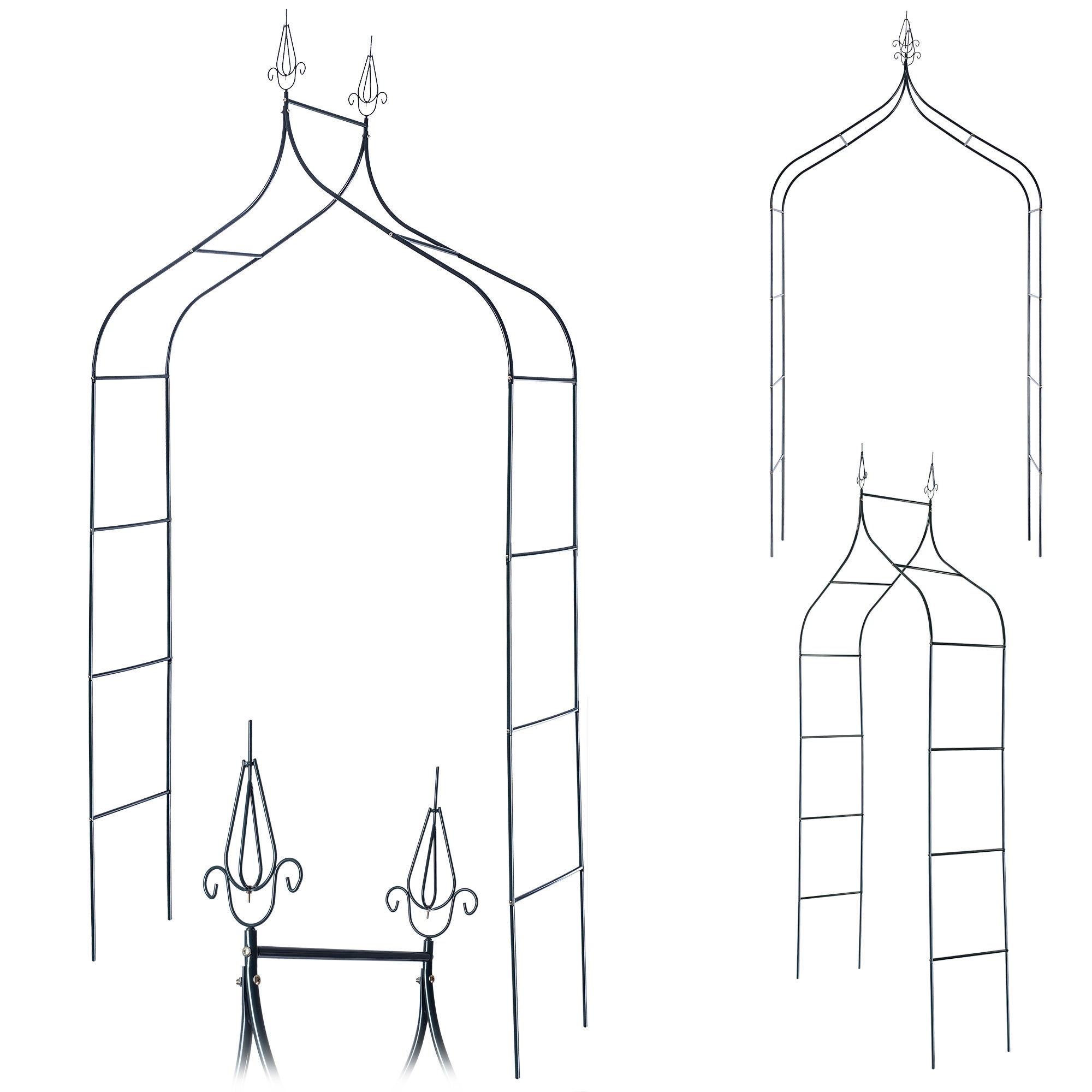 PERGOLA OGRODOWA METALOWA 255cm ŁUK KWIATY PODPORA DO RÓŻ ROŚLIN PNĄCZY