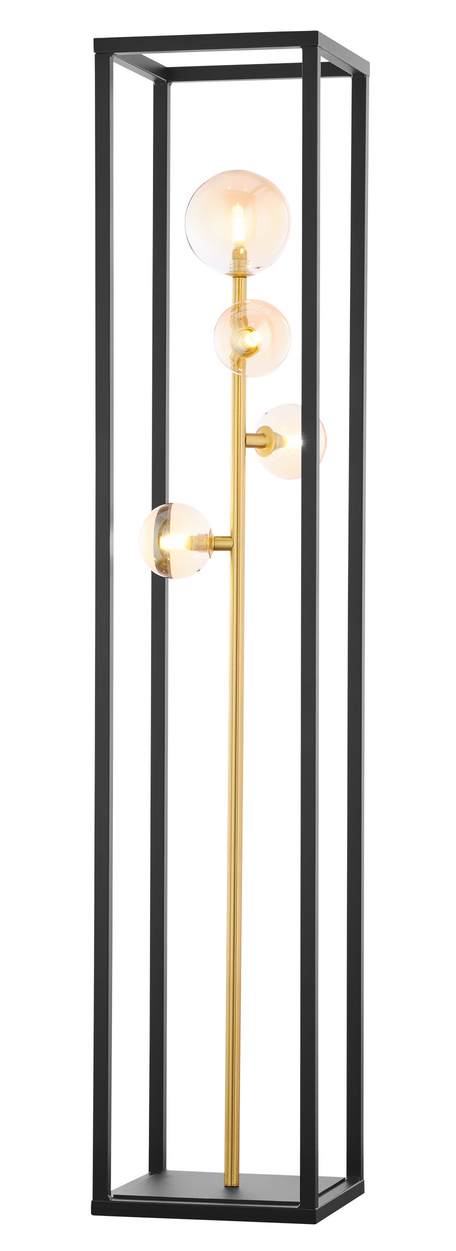 Lampa stojąca nowoczesna NEPTUN czarno-złoto-bursztynowa 2xG9x15W metal wym:150x29x29cm IP20 Jupiter