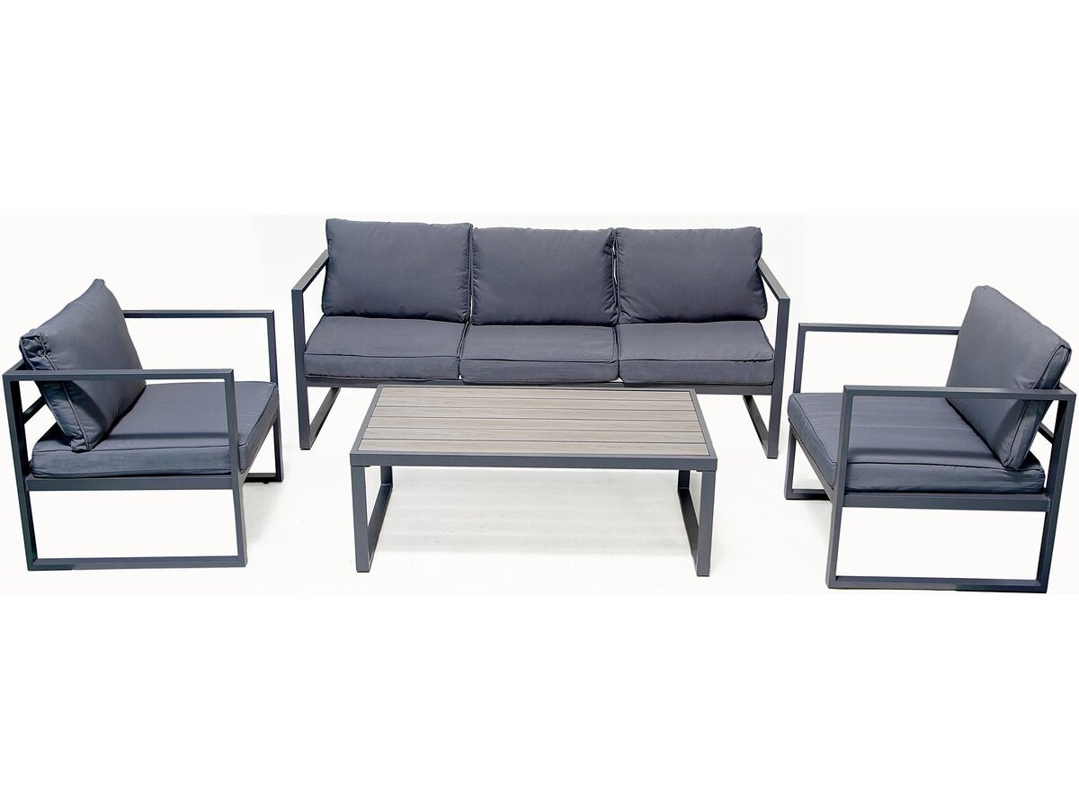 Salon de jardin en aluminium "Adela" - 5 places - Gris | Leroy Merlin