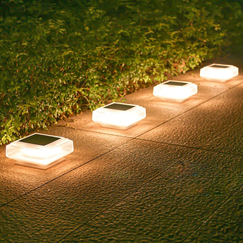 2 pcs luzes solares ao ar livre à prova dwaterproof água cerca luzes post luzes, 30 led deck pilar luz branco quente - 8