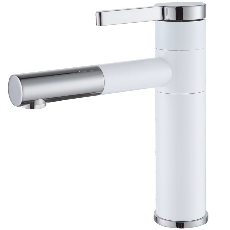 Ultrate niska biało-chromowana bateria umywalkowa