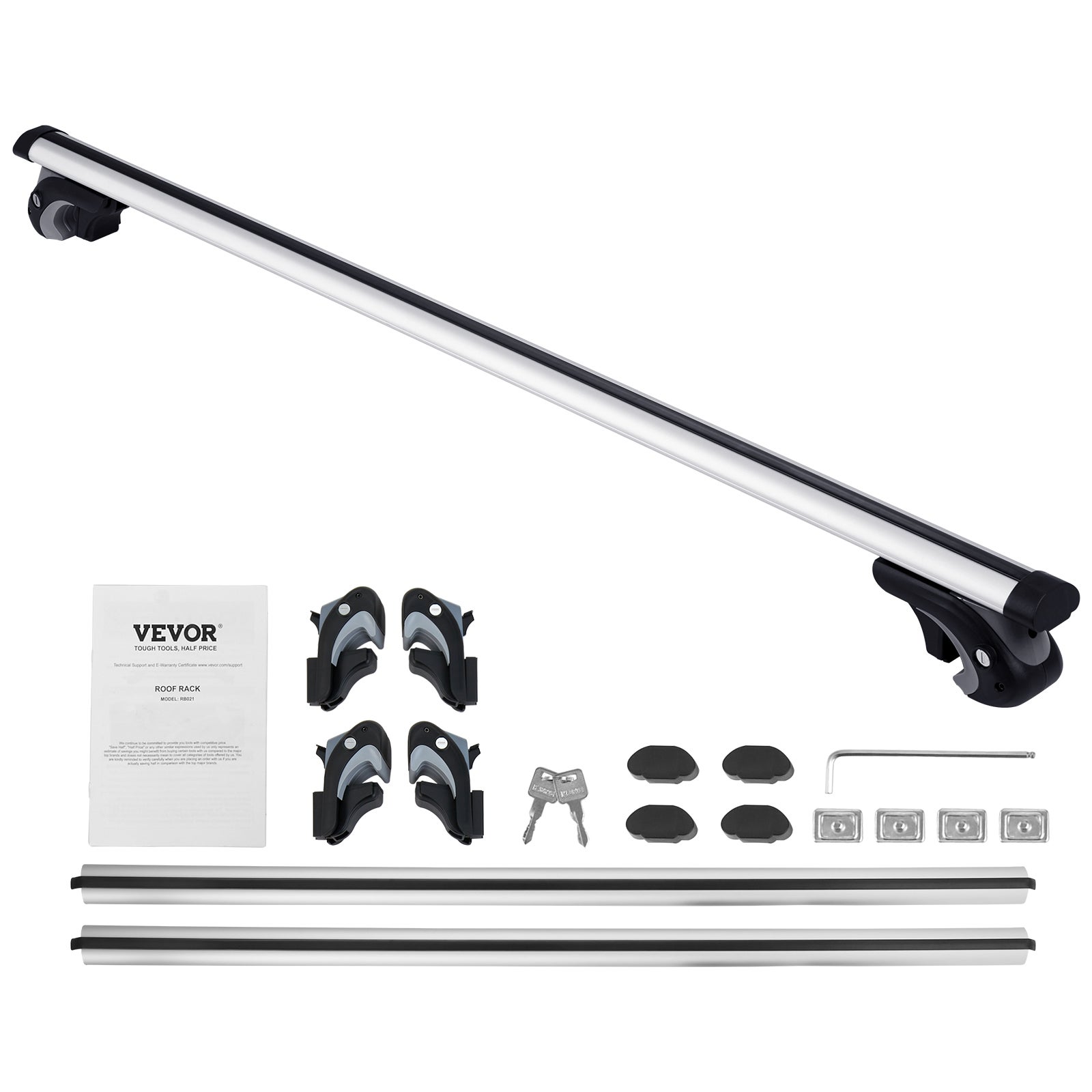 Barres de Toit Transversales Universelles VEVOR 2PCs Verrouillables Porte-Bagages Voiture en Aluminium Charge 90,7 kg Galerie de Toit - 9