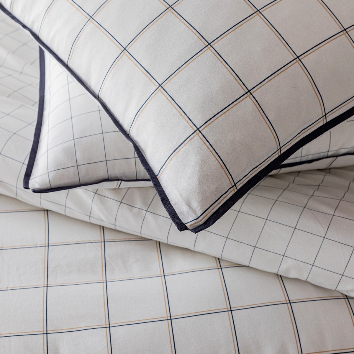 Parure de lit 2 personnes à carreaux en coton 260x240cm - 2