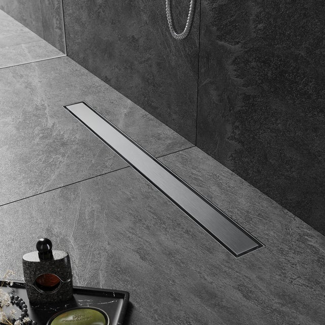 Base de duche italiana SIRHONA 360°, sifão de dupla face com altura regulável e filtro de cabelo, canal de duche de 80 cm