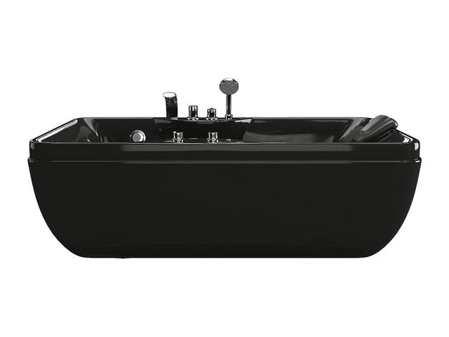 Baignoire balnéo - 150 x 75 x 54,5 cm - Noire - Angle gauche - 1 place - 140 L - GAVINO