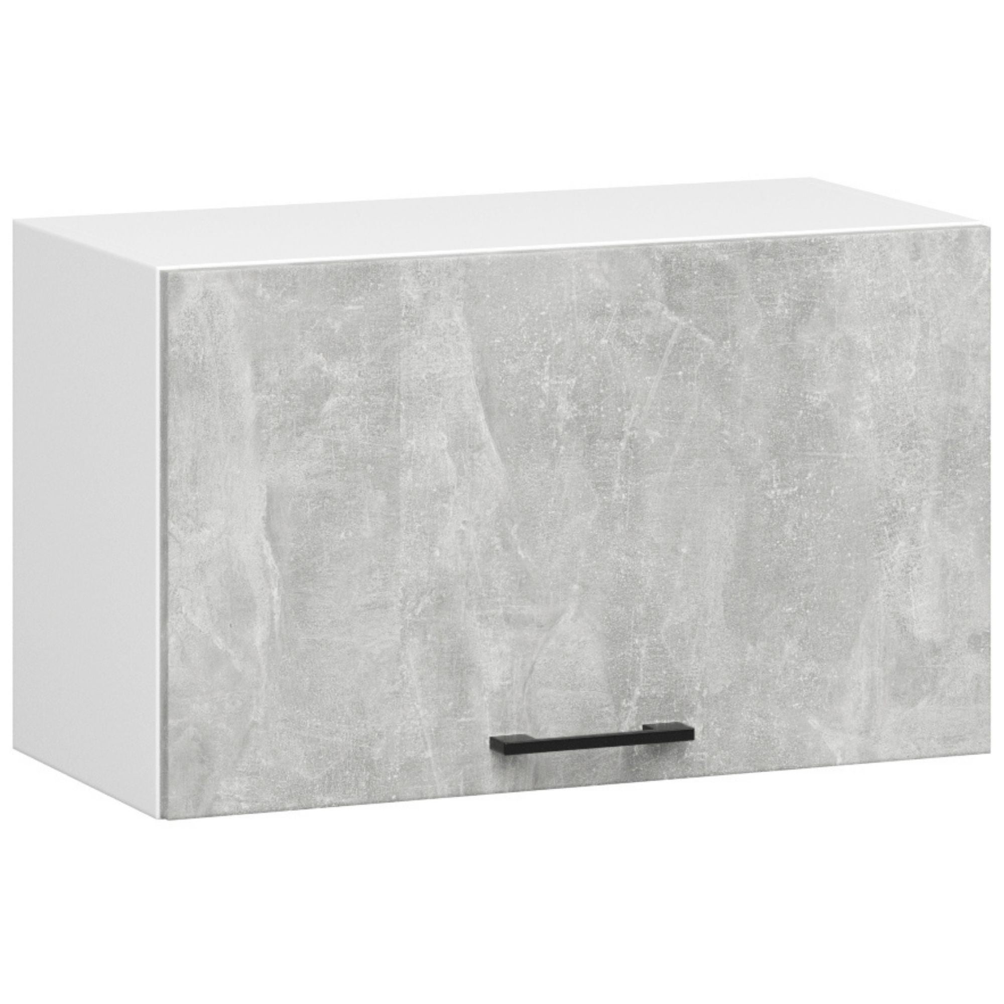 Szafka kuchenna wisząca na okapie: 1 drzwi, 1 półka, kolor biały | beton, szerokość: 60 cm, wysokość: 29 cm, głębokość: 30 cm.