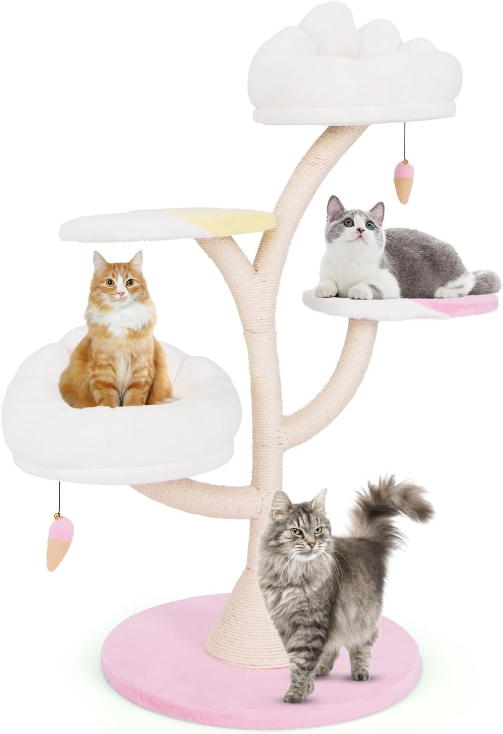 Tiragraffi Per Gatti Grande 190 Cm - Con 8 Paletti In Sisal, Amaca, 2 Cuginette E Piattaforme