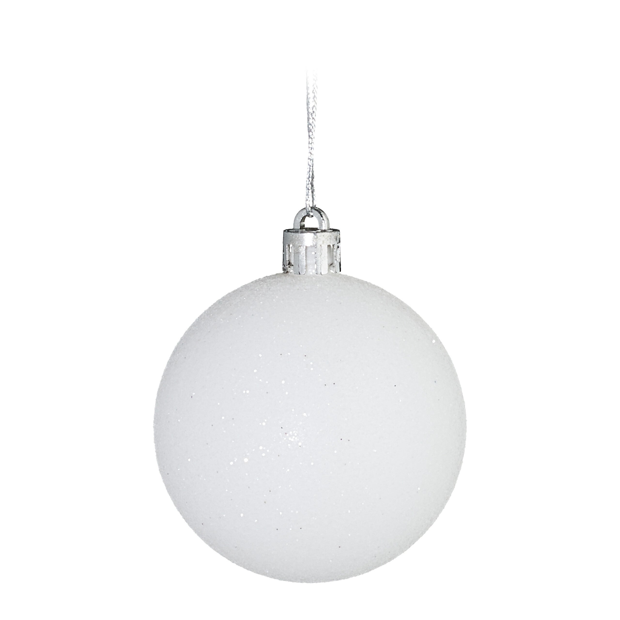 Conjunto de 30 bolas de Natal redondas para árvore, em plástico inquebrável, 7 x ø 6 cm, brancas, Relaxdays - 5