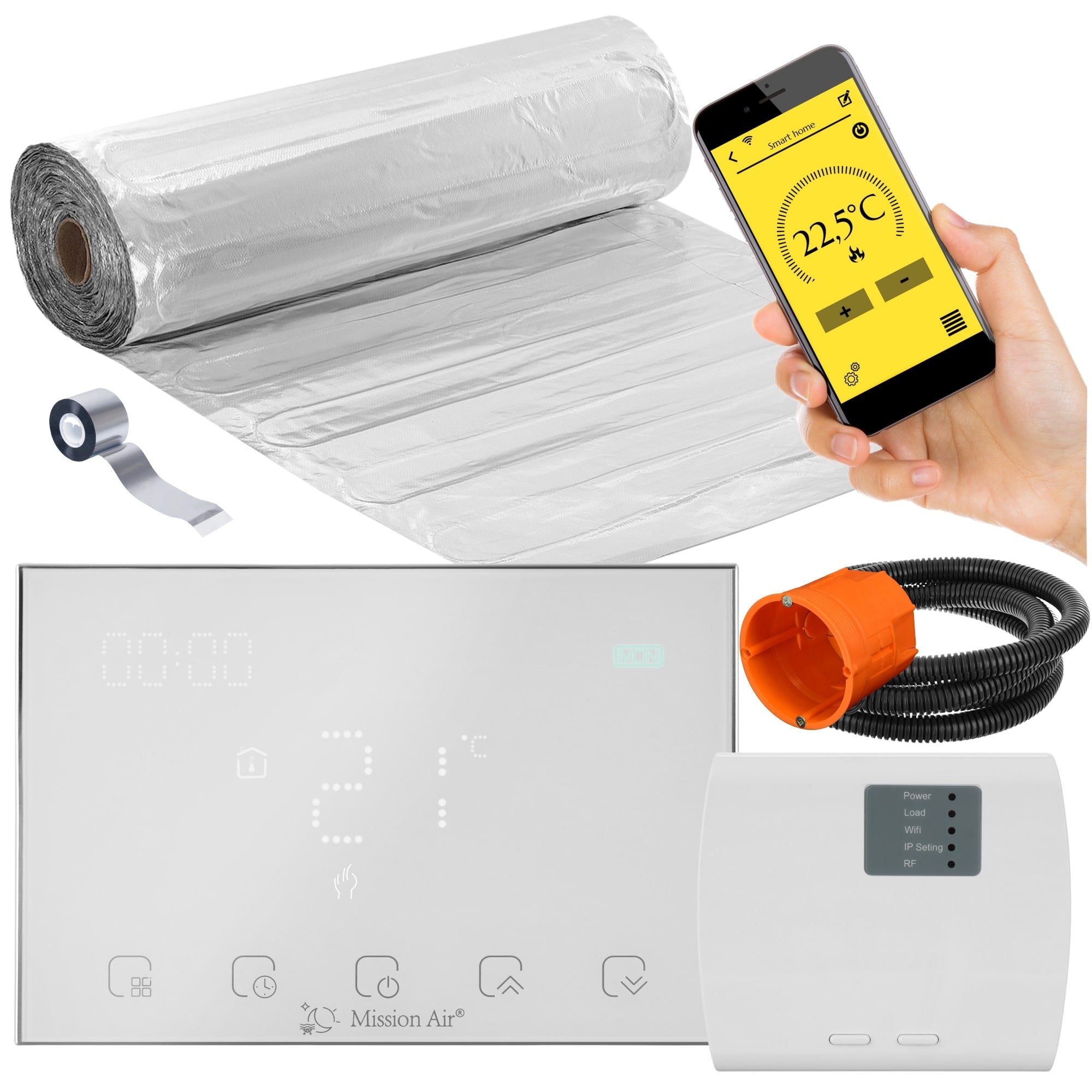 Zestaw mat grzewczych pod panele MAL-160 4,5m² + Gemini Biały