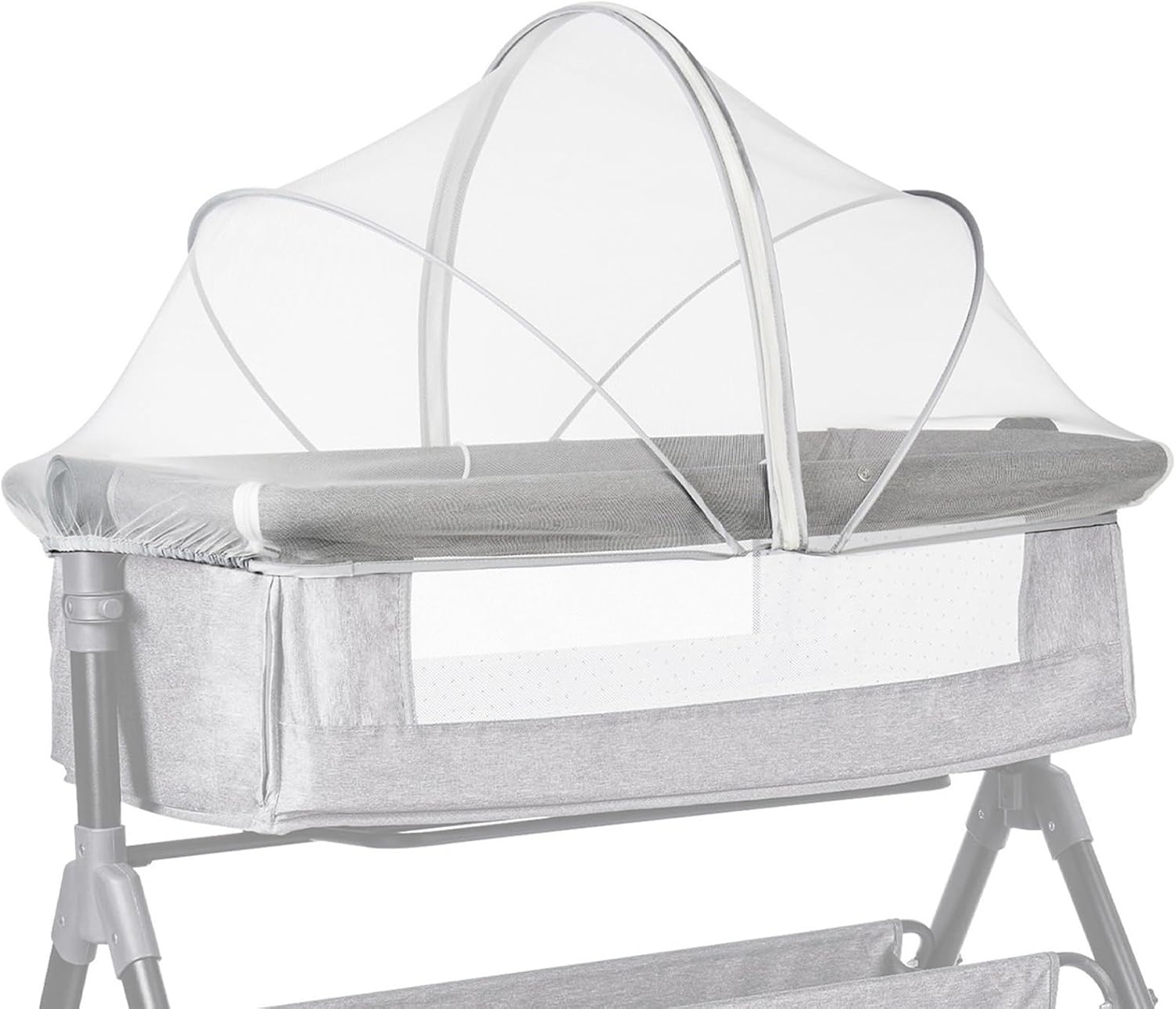 Uniwersalna moskitiera do łóżeczka podróżnego, dla dziecka obok łóżeczka, z cichym zamkiem błyskawicznym, łatwy dostęp, moskitiera z siatki