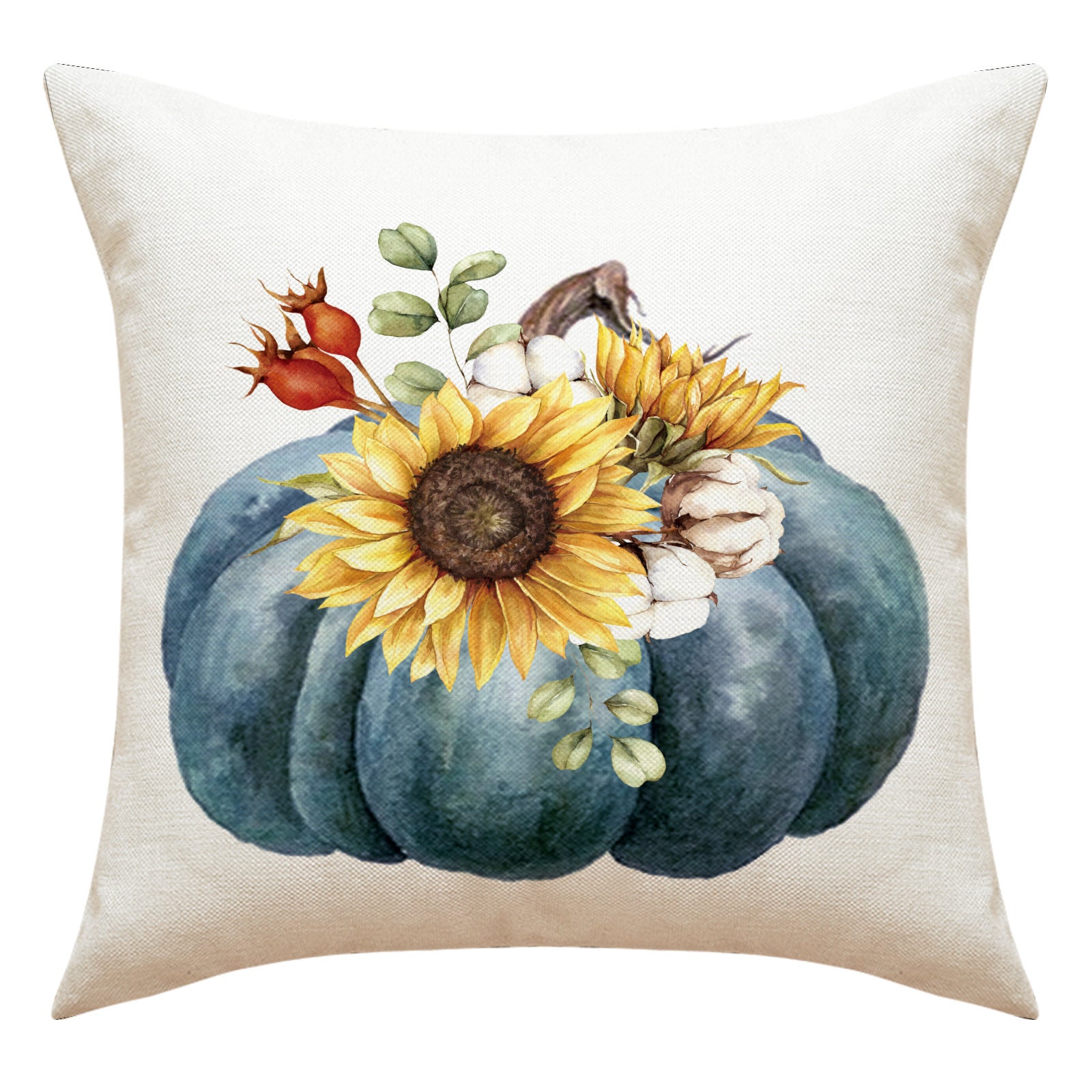 Lot de 4 housses de coussin décoratives motif citrouille 45 x 45 cm, pour canapé, salon, chambre, jardin, décoration d'intérieur - 5