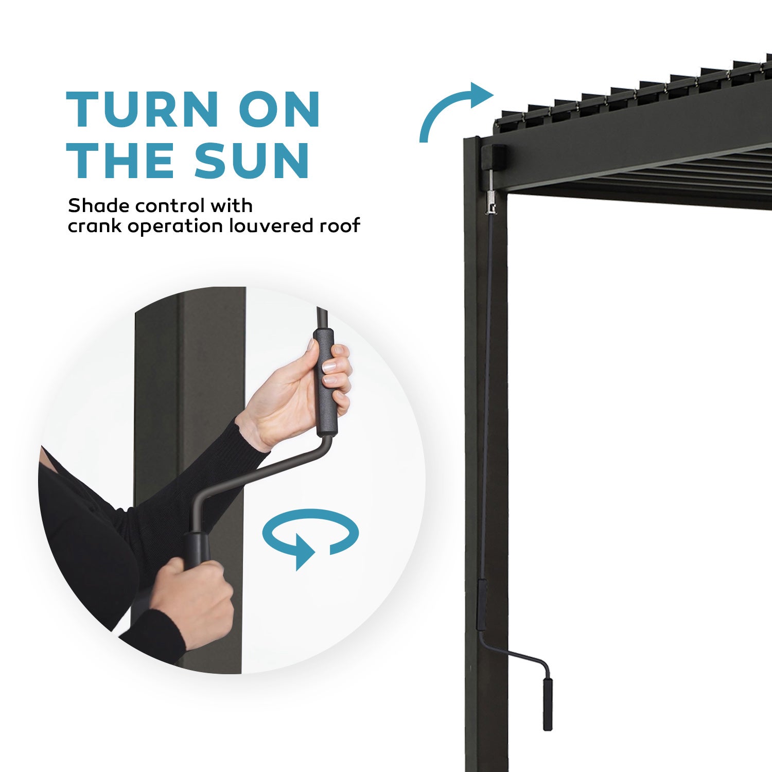 Pergola bioclimatique autoportée 3x5 m acier anthracite avec lames orientables – MIRADOR 80S - 2