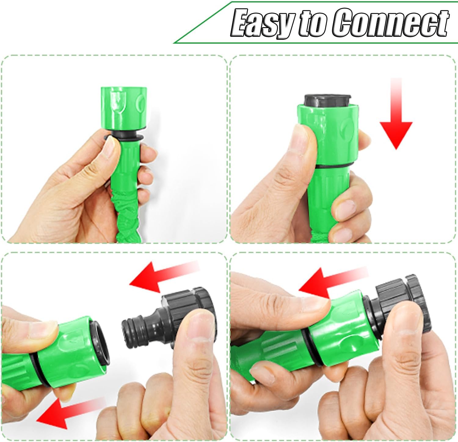 (Verde) Tubo da giardino retrattile da 7,5 m, 25 piedi, tubo da giardino retrattile con ugello a 7 funzioni - 4