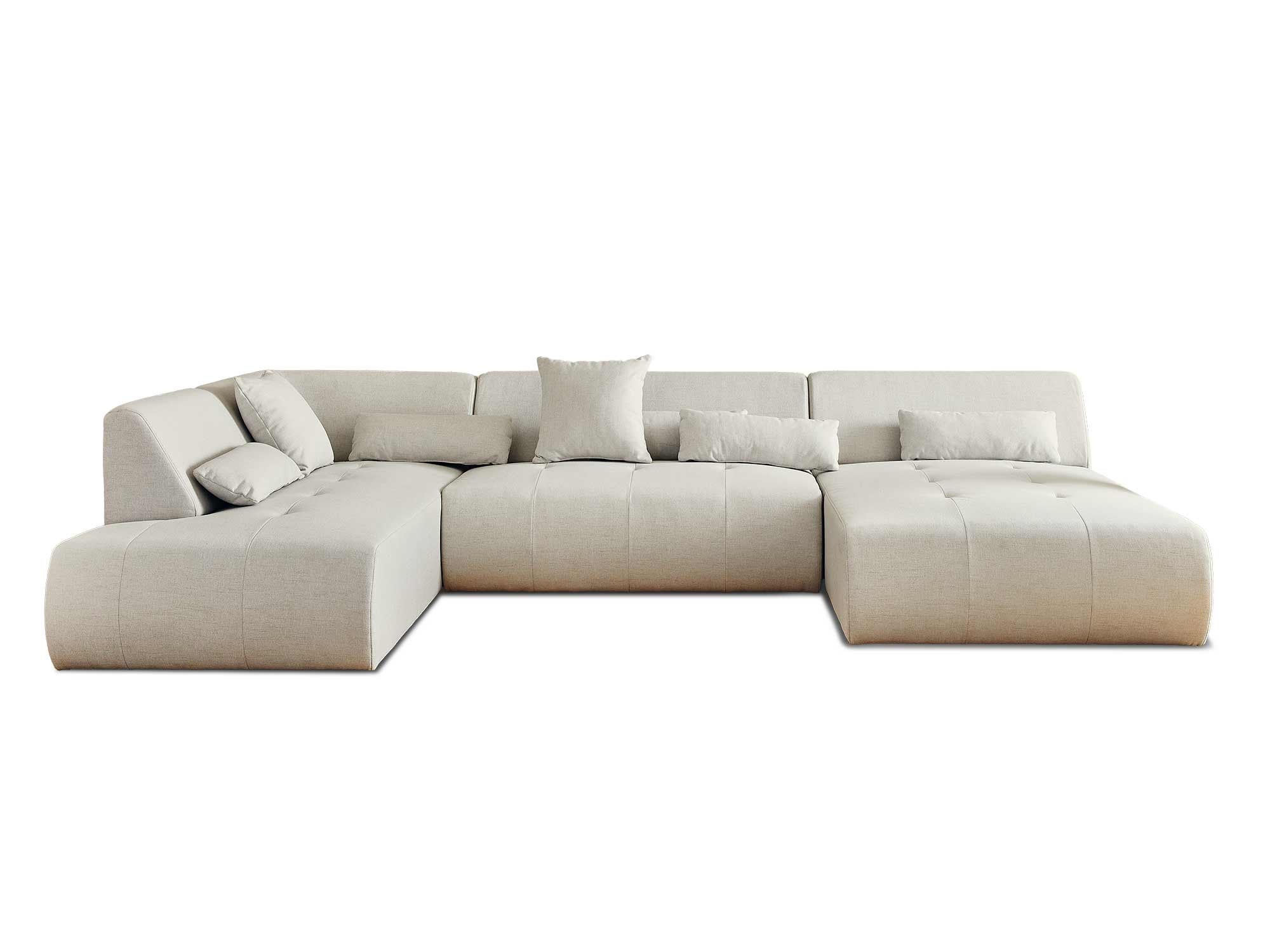 Canapé panoramique 7 places en Tissu Beige - ONYX - Best Mobilier - 6