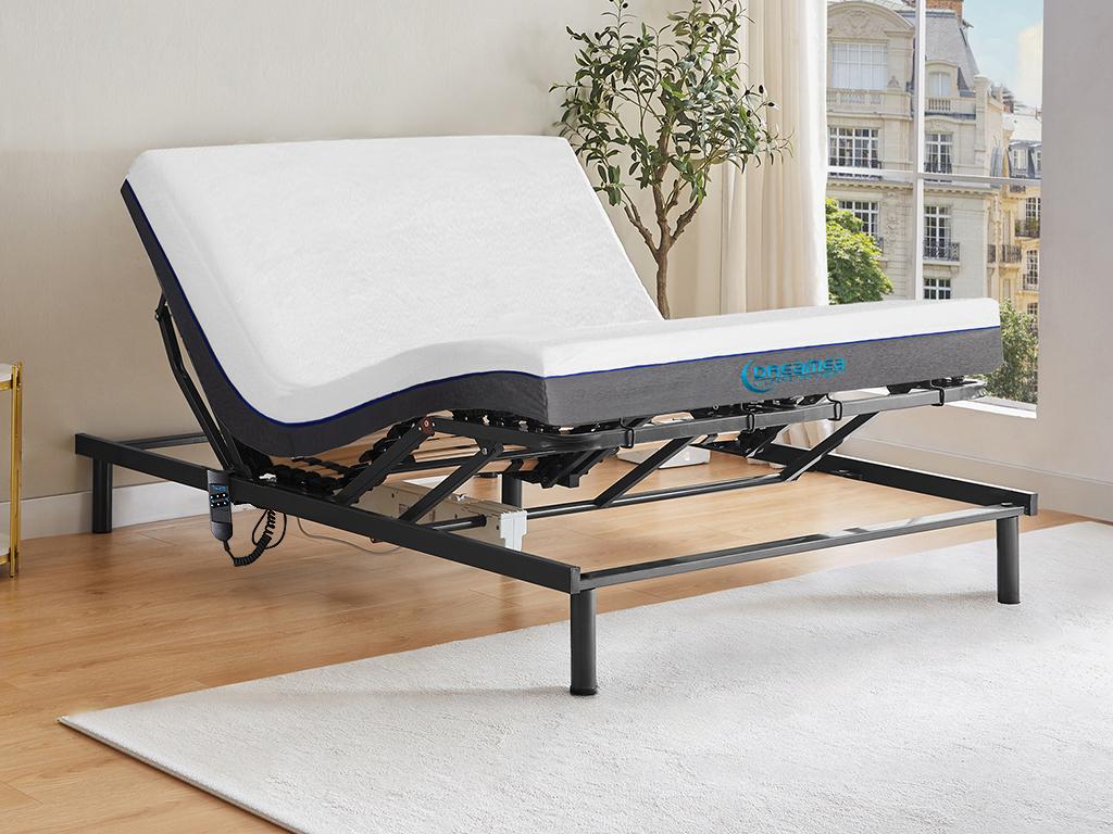 Lit électrique de relaxation lattes + matelas mémoire de forme - 140 x ...