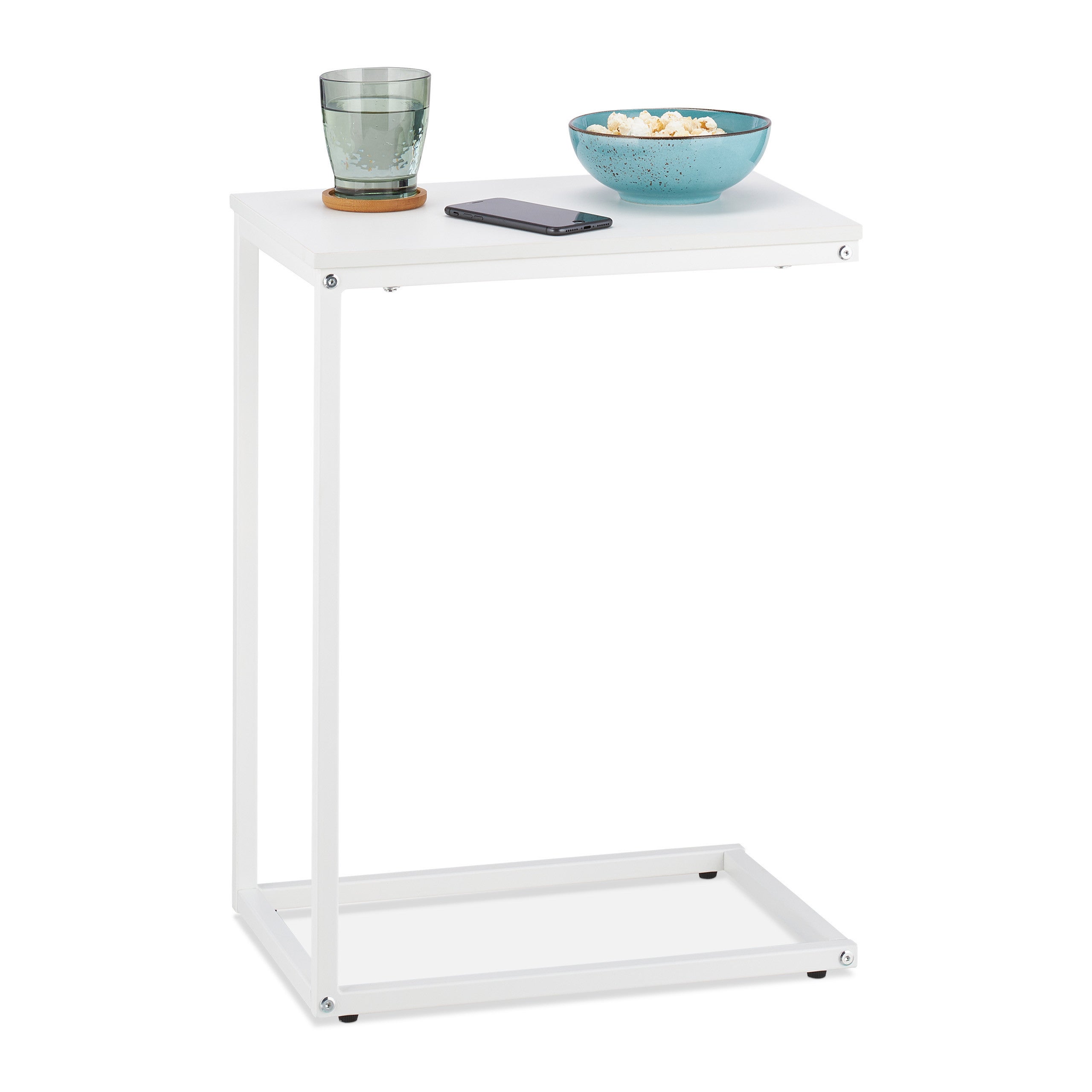 Relaxdays Table Gigogne Set de 2 Table de Salon Petite Ronde Mate, Table Basse Bois Métal Chromé