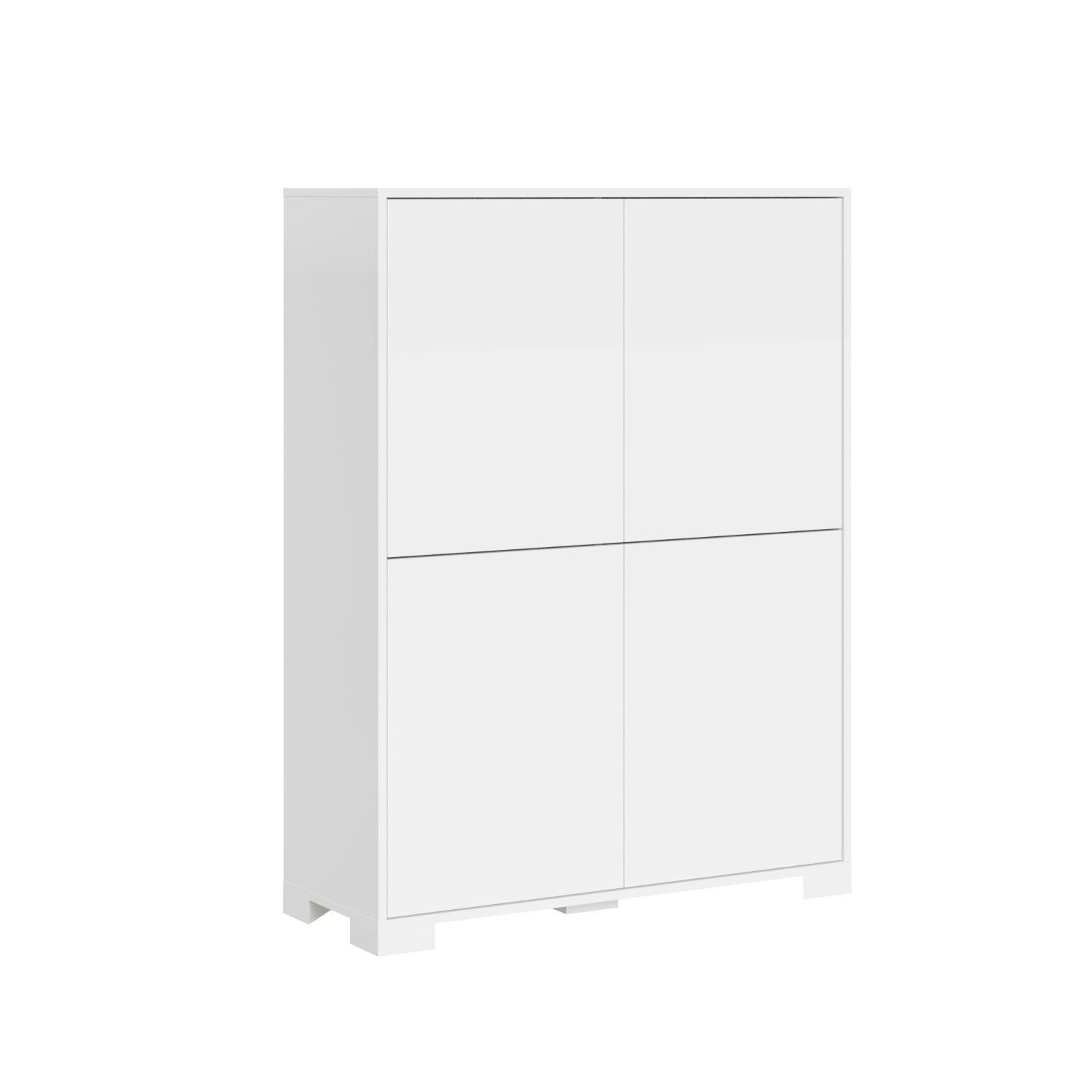 Komoda Lumina 4-drzwiowa wysoka 90x35x120 cm, połysk biały