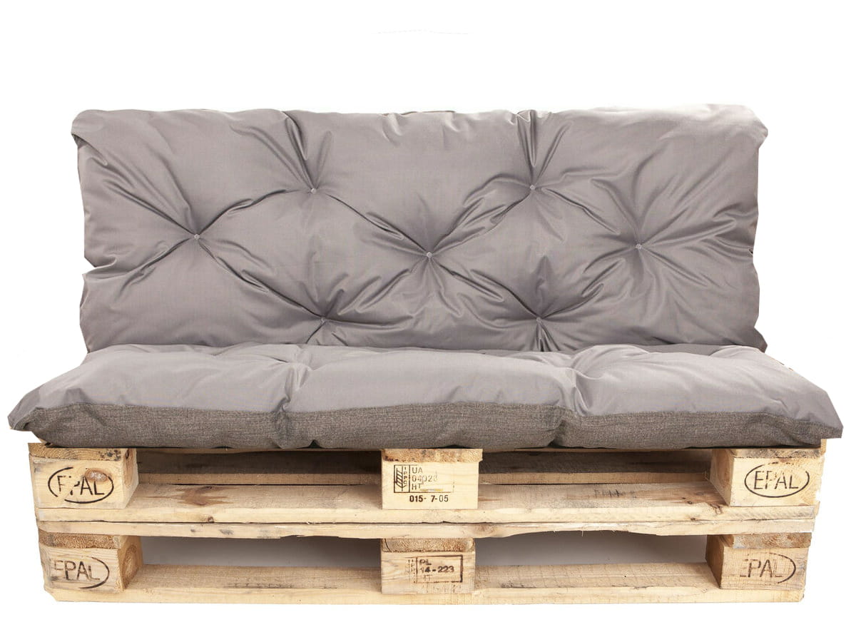 Conjunto cojines de palet, asiento 120 x 60 y respaldo 120 x 60 cm gris, cojines sofá / cojín para palet interior / exterior, setgarden