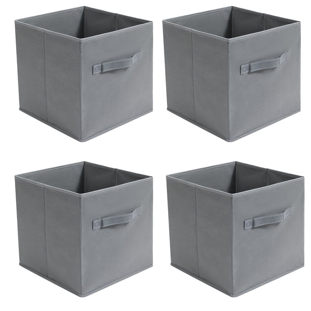 Set Da 2 Cubi Portaoggetti Pieghevoli In Tessuto, 50x28.5x20 Cm, Con Maniglie, Grigio Chiaro Per Vestiti E Giocattoli