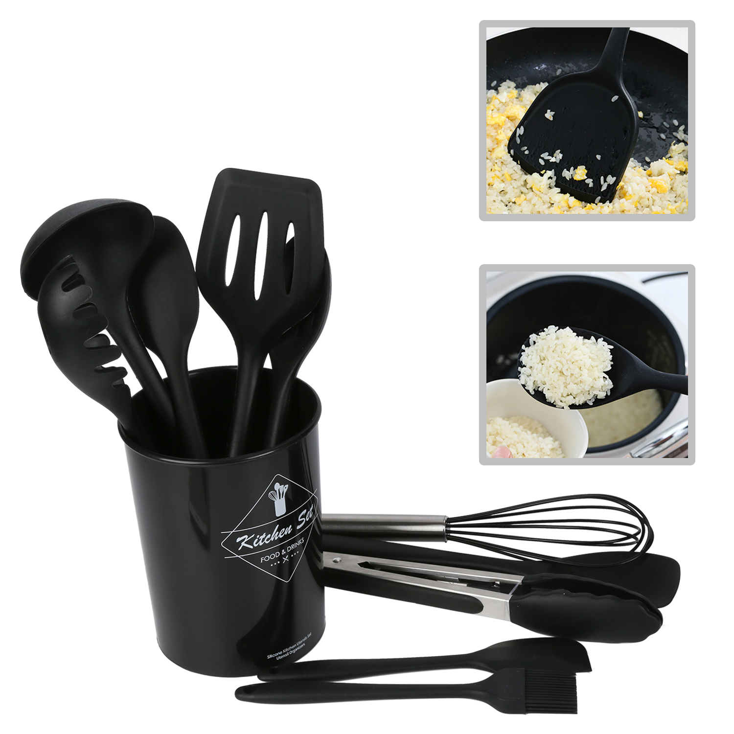 Set De 15 Ustensiles De Cuisine En Silicone - Anti-Adhésif Et Résistant à La Chaleur - Pour Cuisine Saine Et Sans Rayure