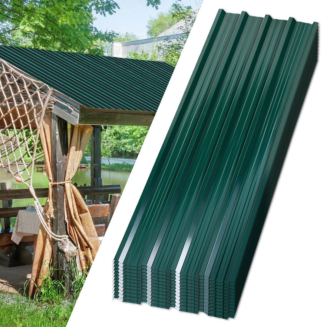 12x Blacha Falista Trapezowa na Dach, Plaques tôles profilées/ondulées Vert 129x46cm = 7m² tole de bardage résistantes intempéries
