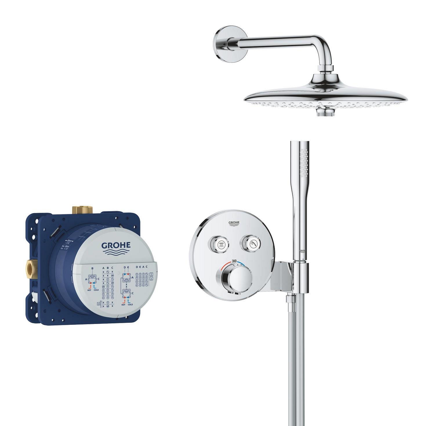 Podtynkowy zestaw prysznicowy termostatyczny GROHE Smartcontrol szary / srebrny