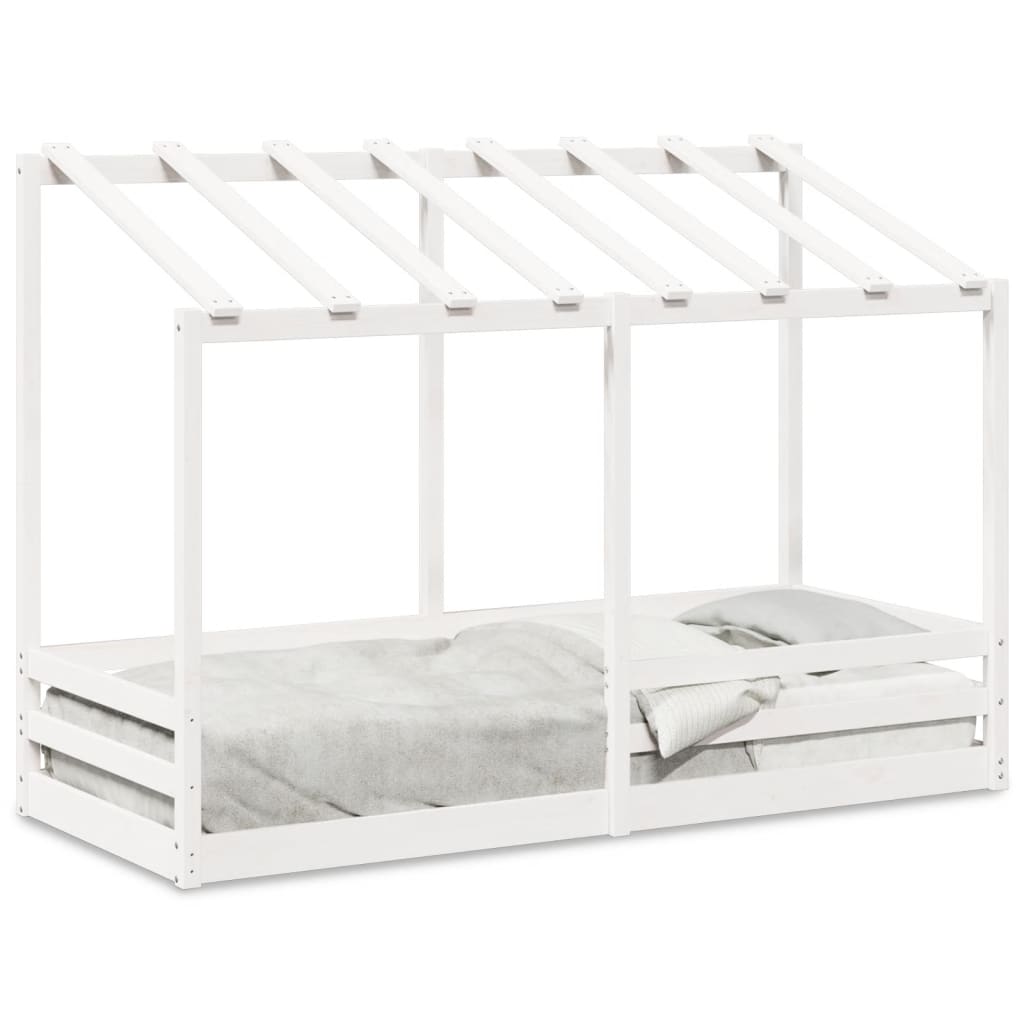 Lit pour enfants avec toit blanc 75x190 cm bois massif de pin - 2