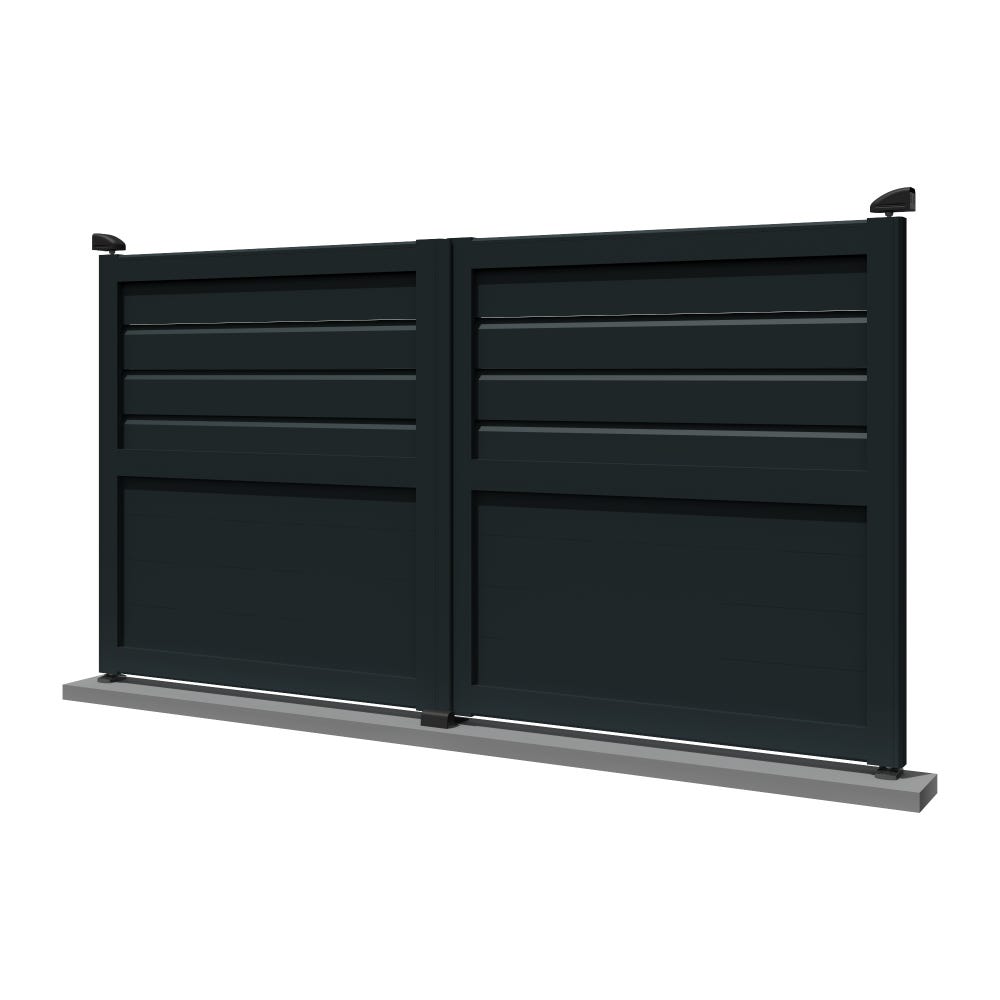 Portail battant semi ajouré (Gris anthracite RAL7016ST - 4,000m x 1 ...