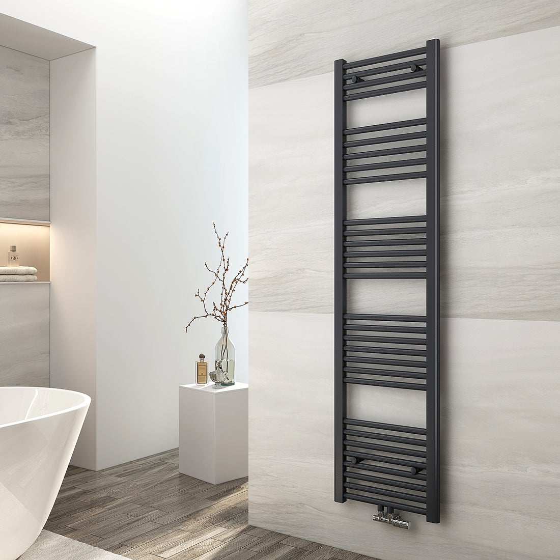 EMKE Grzejnik Łazienkowy 547W, 160x40 cm, 6 bar, do 5 m² – Antracytowy