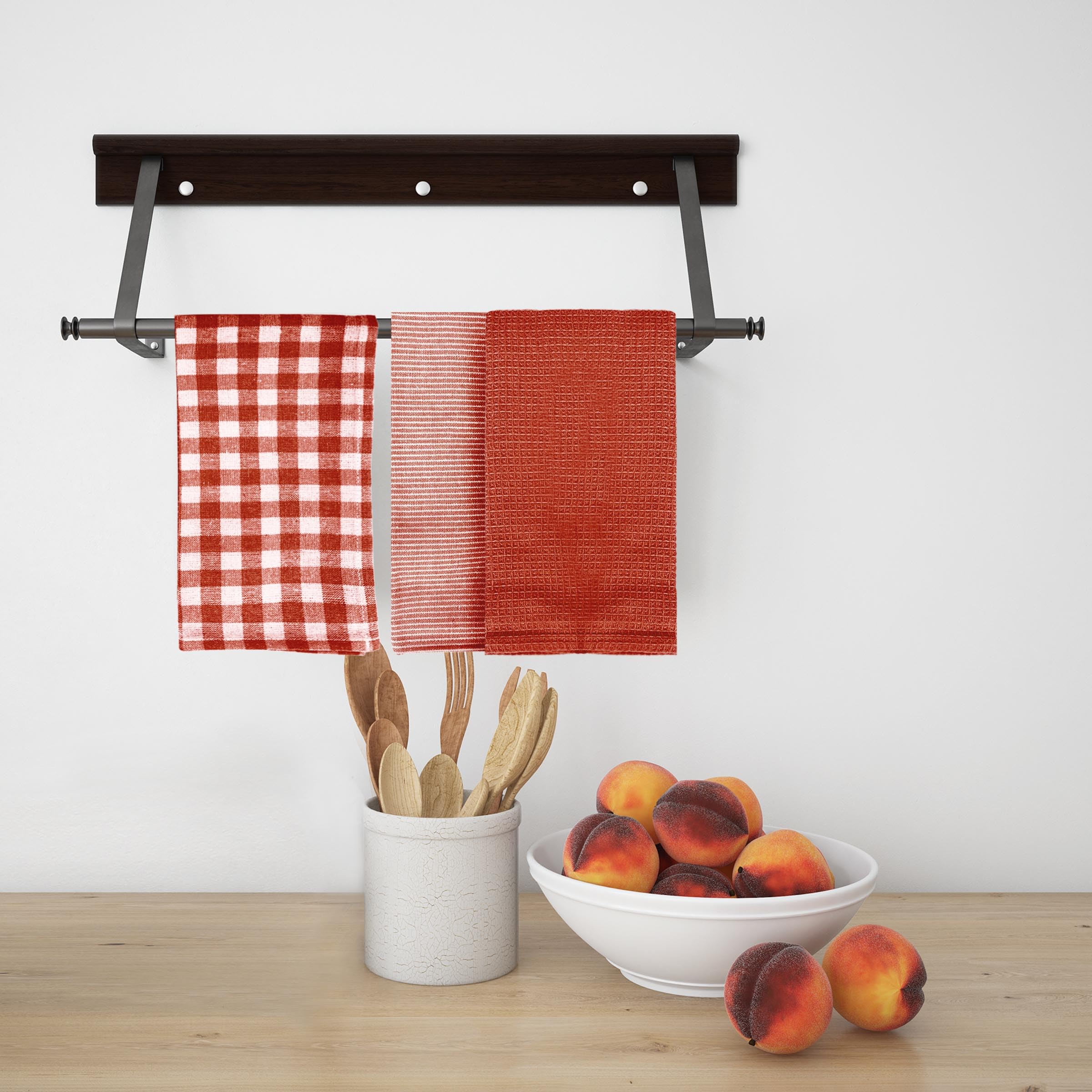 TIENDA EURASIA – Juego de 3 Paños de Cocina Distintos Colores, 50x50x1,5 cm, 100% Algodón, Naranja - 4