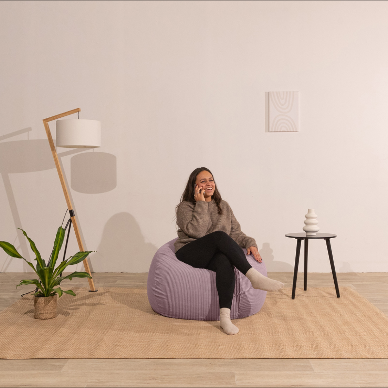 Pouf poire velours côtelé - Déhoussable et Transportable - Bananair - Gris foncé - - 82.49