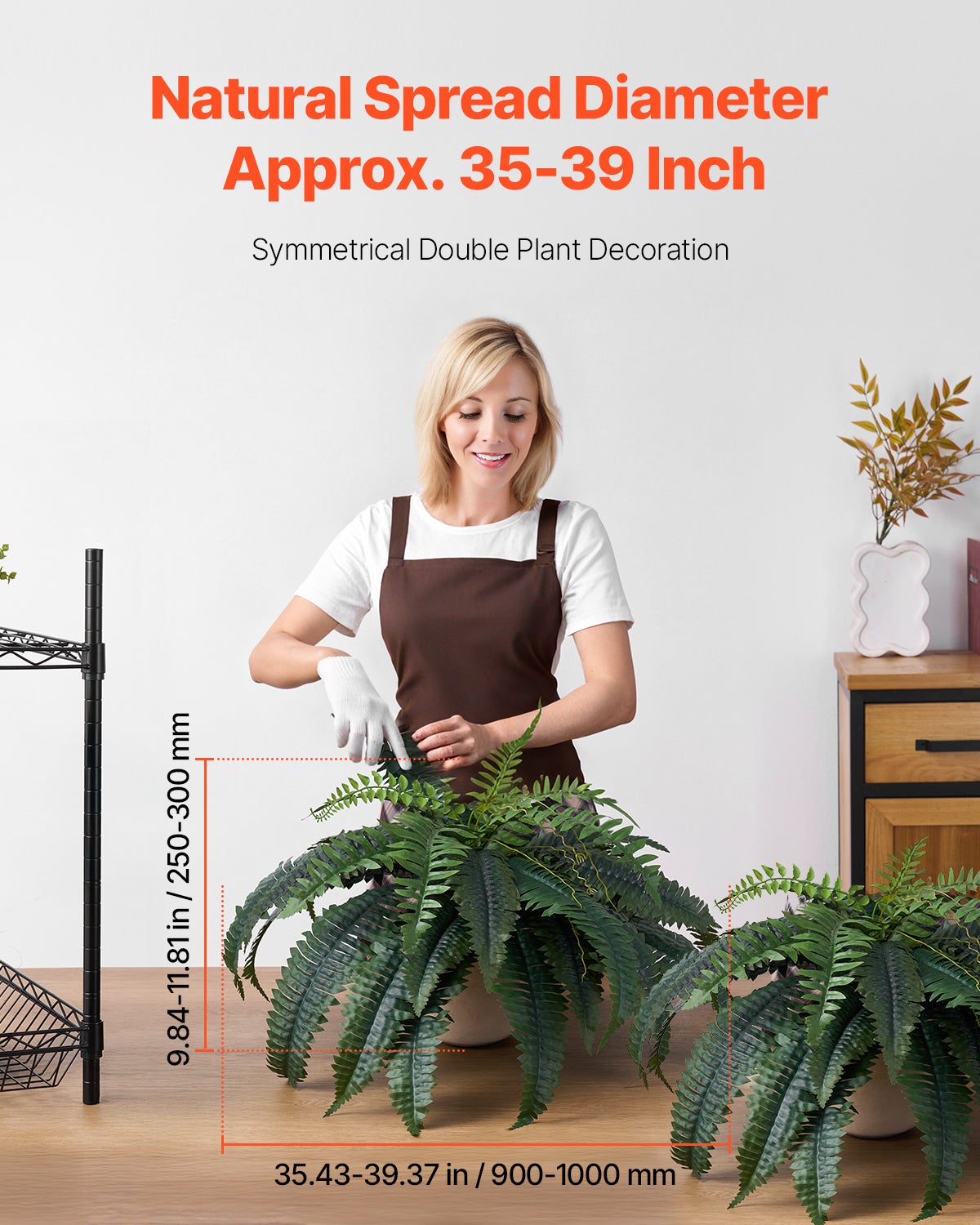 Felce artificiale,set da VEVOR 2,90-100 cm,falsa felce di Boston,pianta artificiale sospesa con 35 foglie,senza vaso - 2