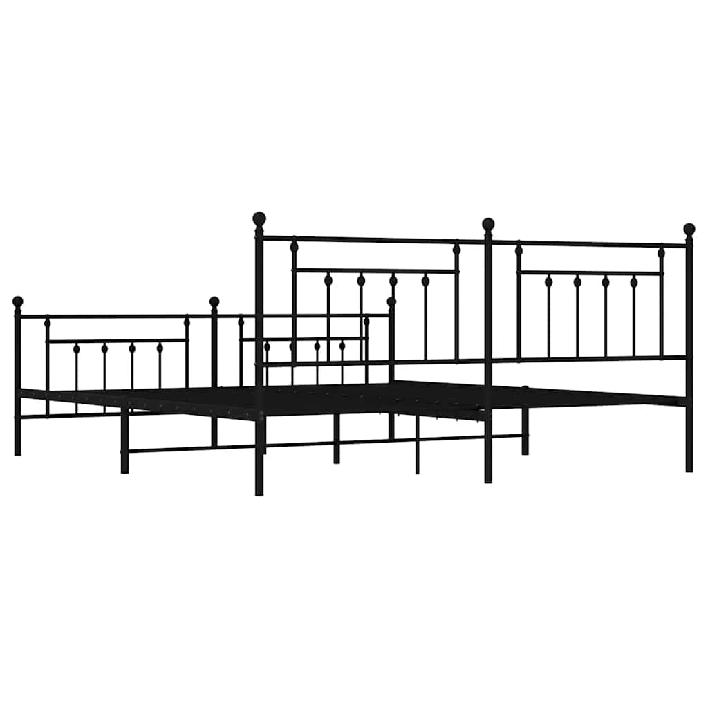 Estructura de cama sin colchón con estribo, de metal negro, para dormitorio, 193 × 203 cm - 8