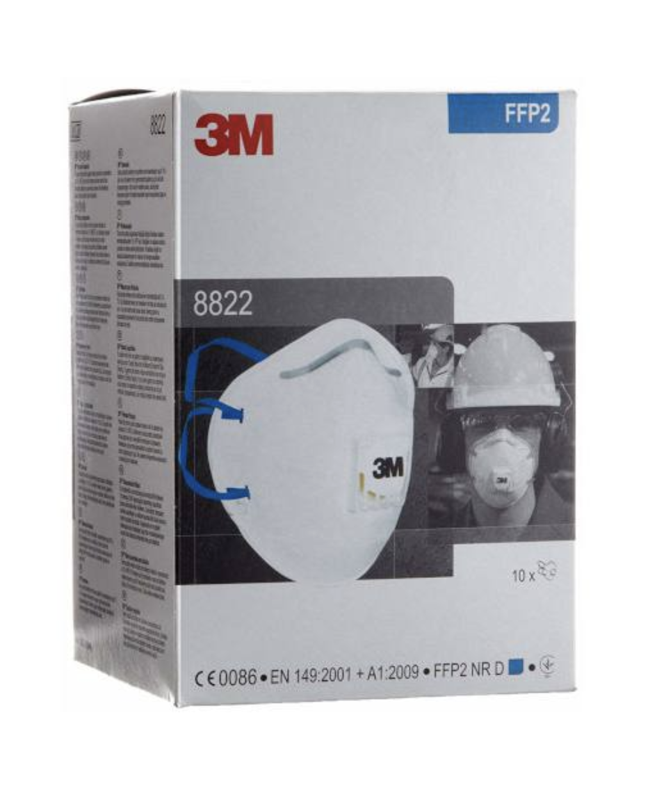 Mascarilla 3M 8822 FFP2 NR D 8822 con válvula de exhalación (10 uds) 3M - 10 unidades - 6