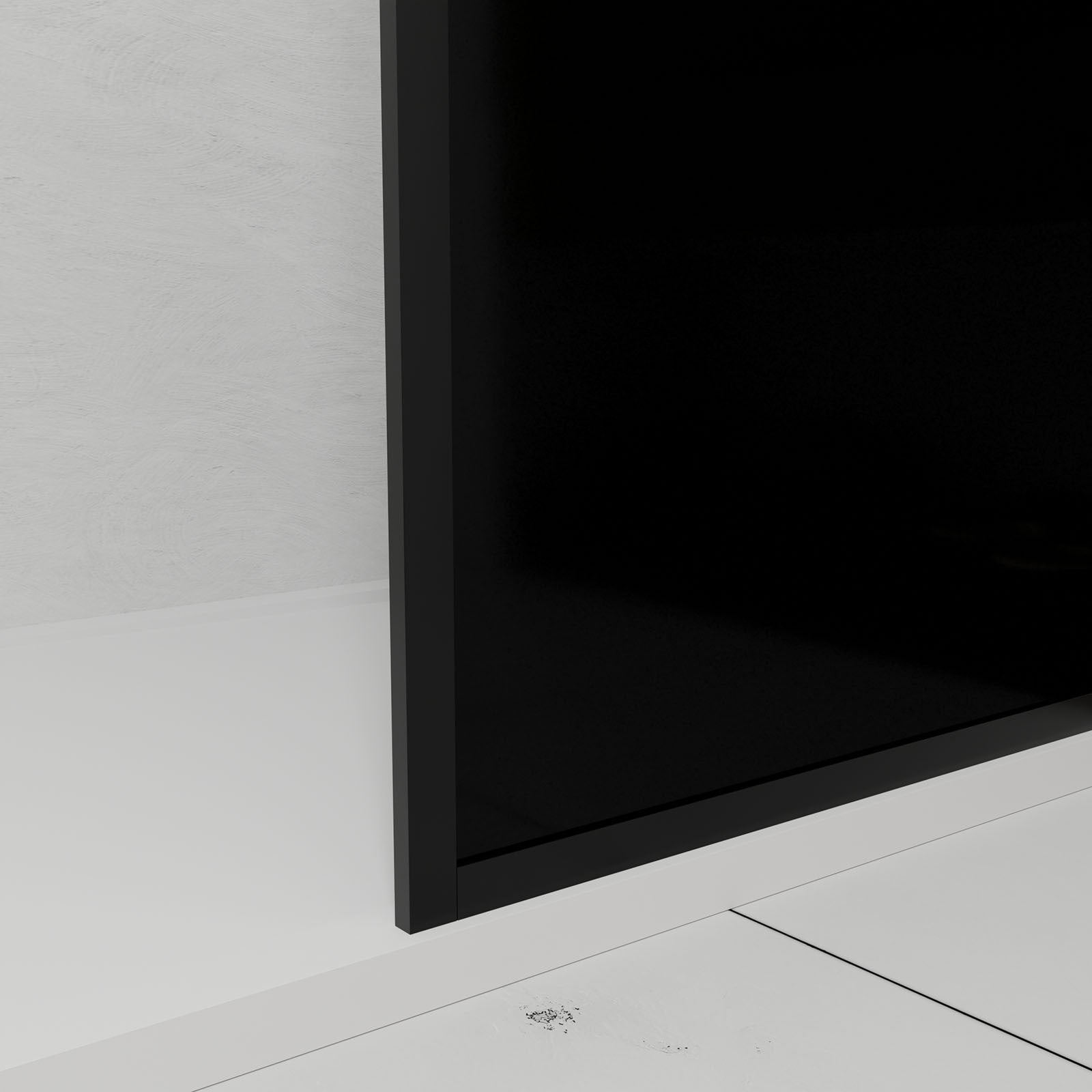 Paroi de douche a l'italienne - 100x200 cm VERRE TRANSPARENT 5mm + barre de maintien noir - 9