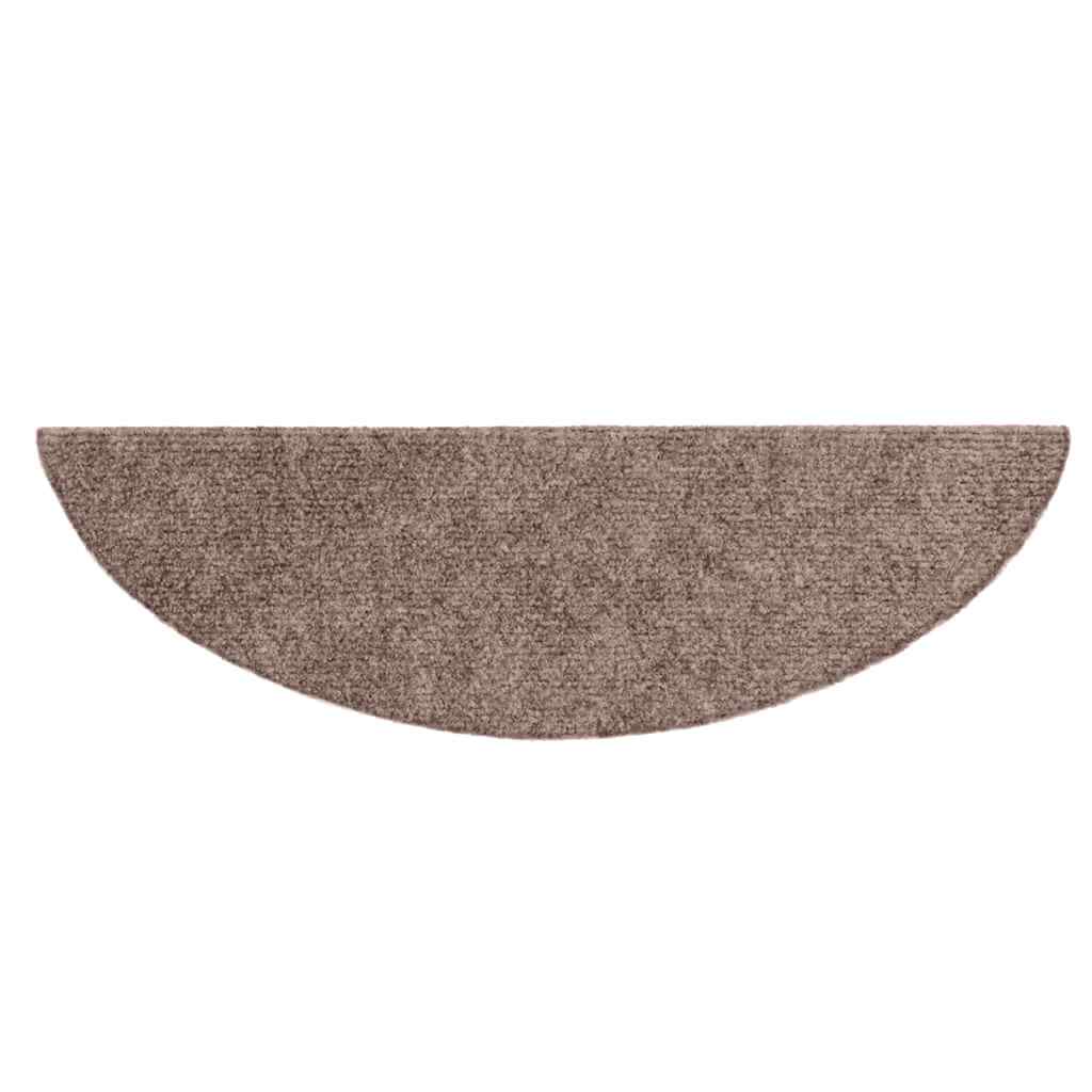 vidaXL Tapis d'escalier auto-adhésifs 30 pièces 56 x 17 x 3 cm Marron clair Demi-rond - 4