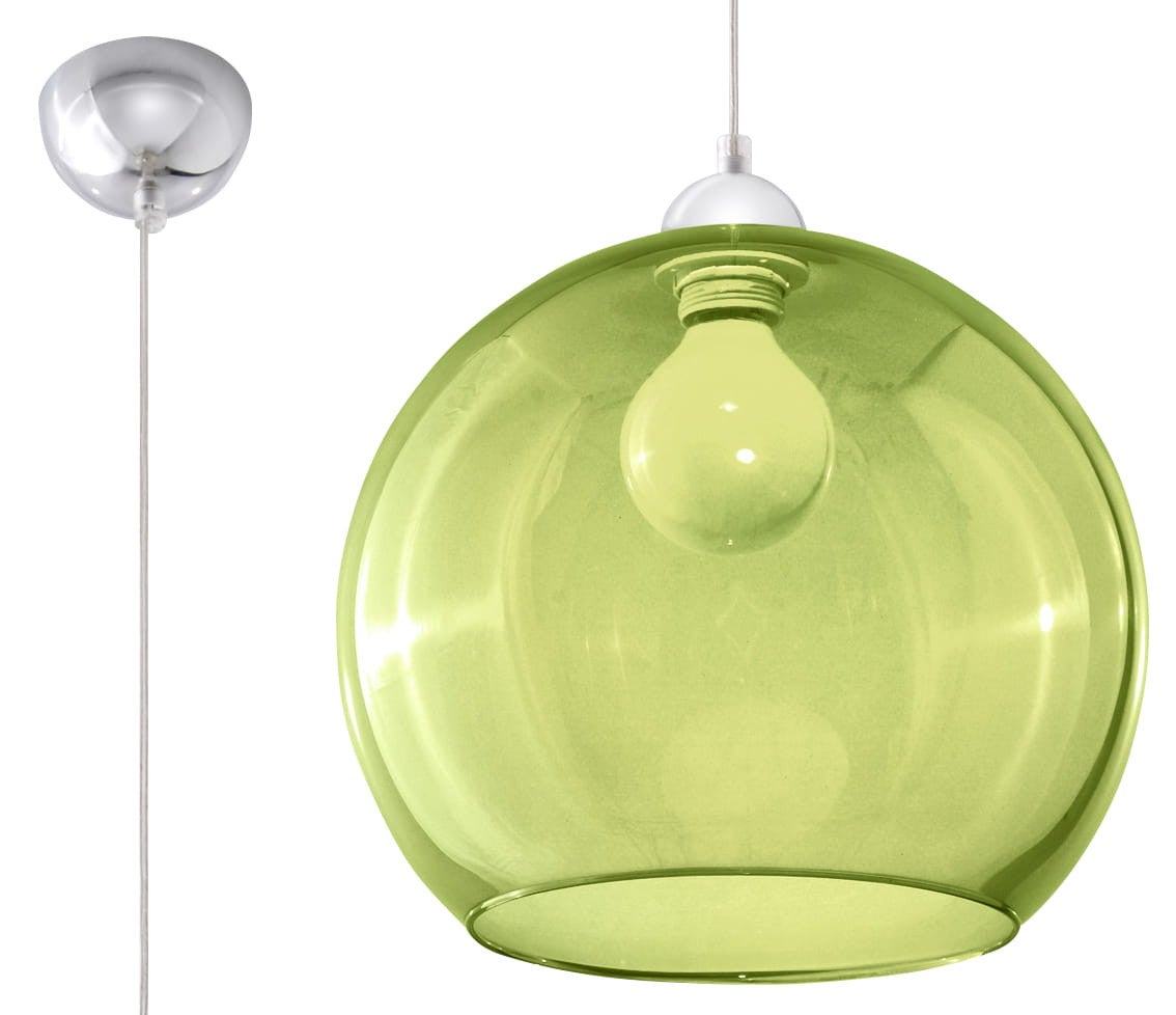 Lampa sufitowa wisząca Ball chromowana-zielona 1xE27x60W wym: 80 x 30 x 30 cm szkło Sollux Lighting