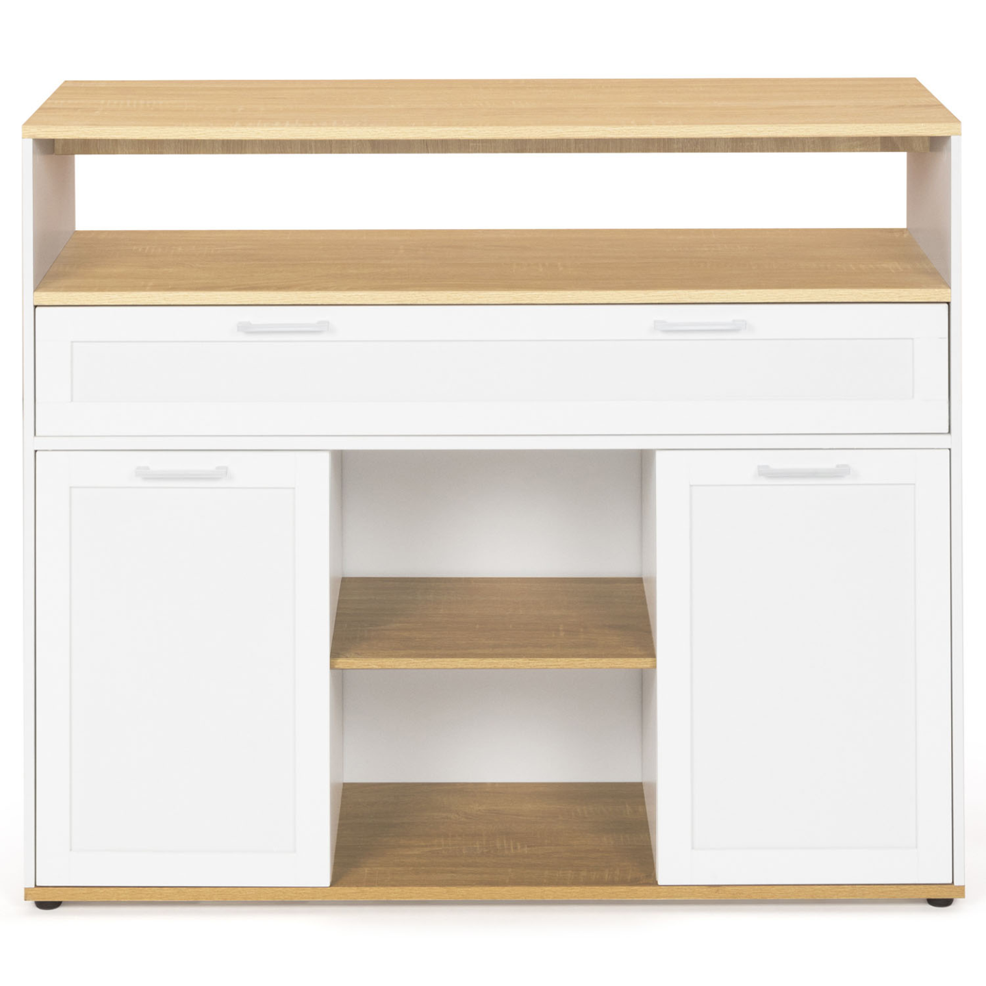 Meuble de bar extensible en table à manger 2 personnes VITO blanc et plateau bois - 3