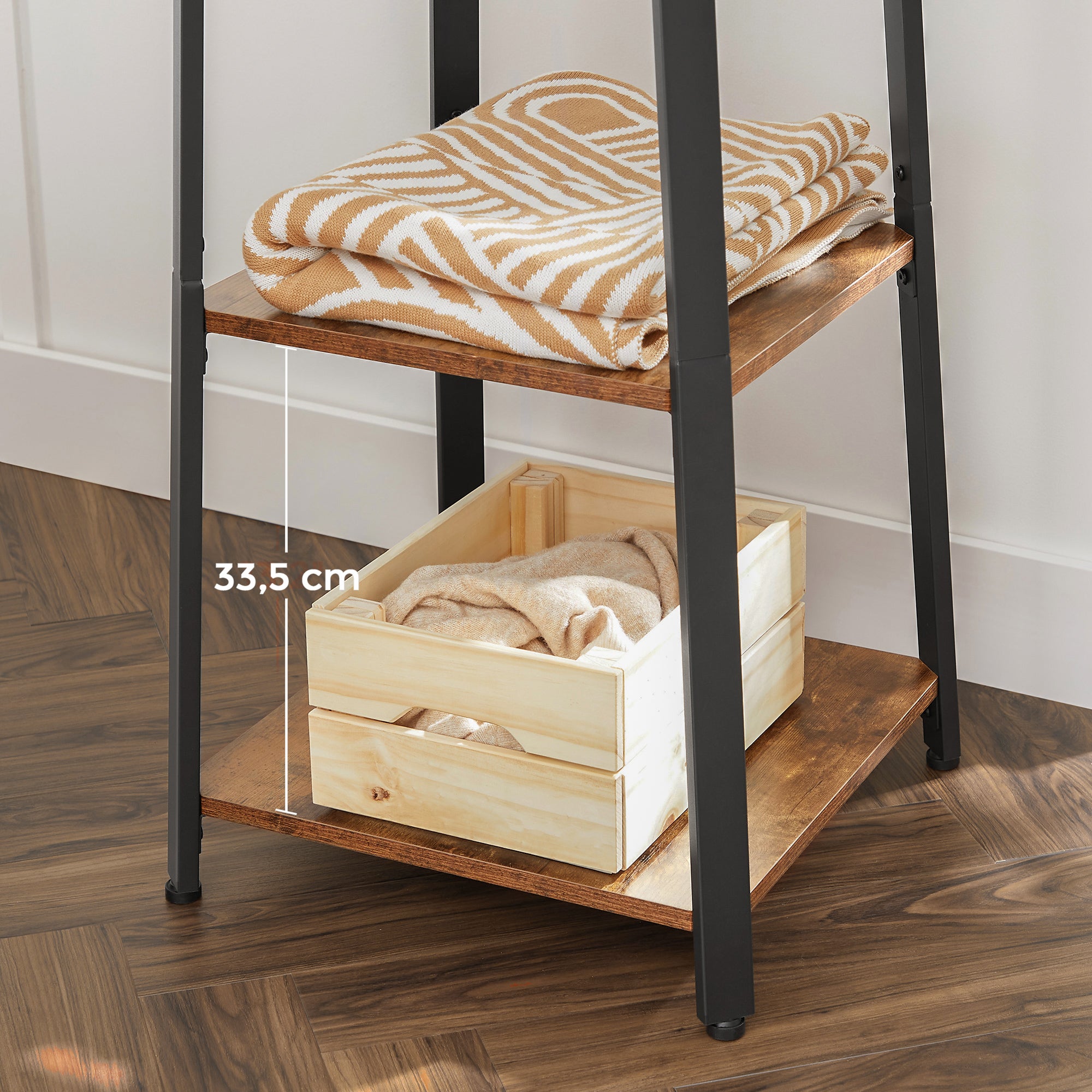 Vestiaire, 43 x 43 x 180 cm, Style rustique, Marron Rustique et Noir LCR80X - 4