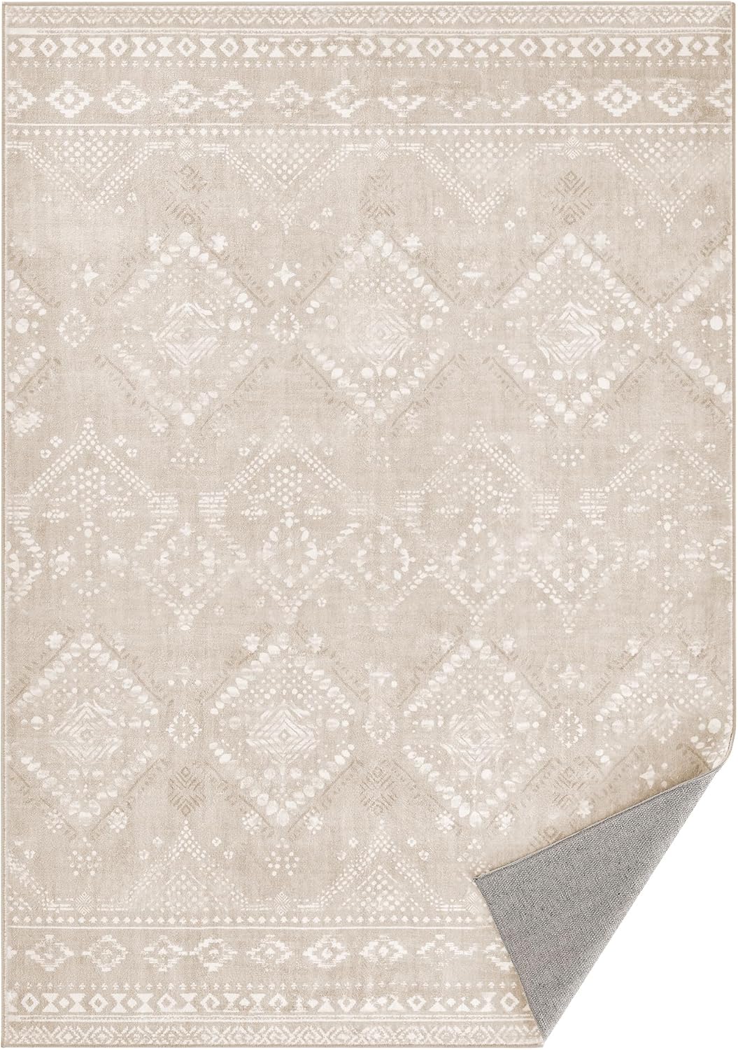 Alfombra, 120 x 170 cm, alfombra antideslizante, decoración del hogar, para salón, dormitorio, lavable a máquina, estilo moderno, beige capuchino