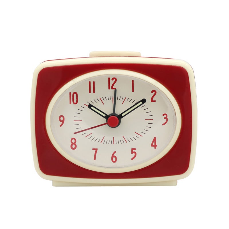 Budzik - plastikowy - na baterie - 1 szt. - 9*7,2*5,3 cm - czerwony