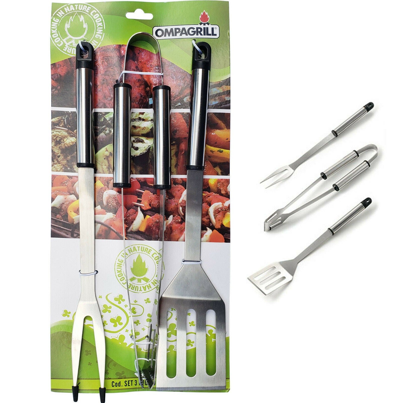 POSATE BARBECUE SET 03360 ACCIAIO INOX CF=PZ 3 CM 36 - 3