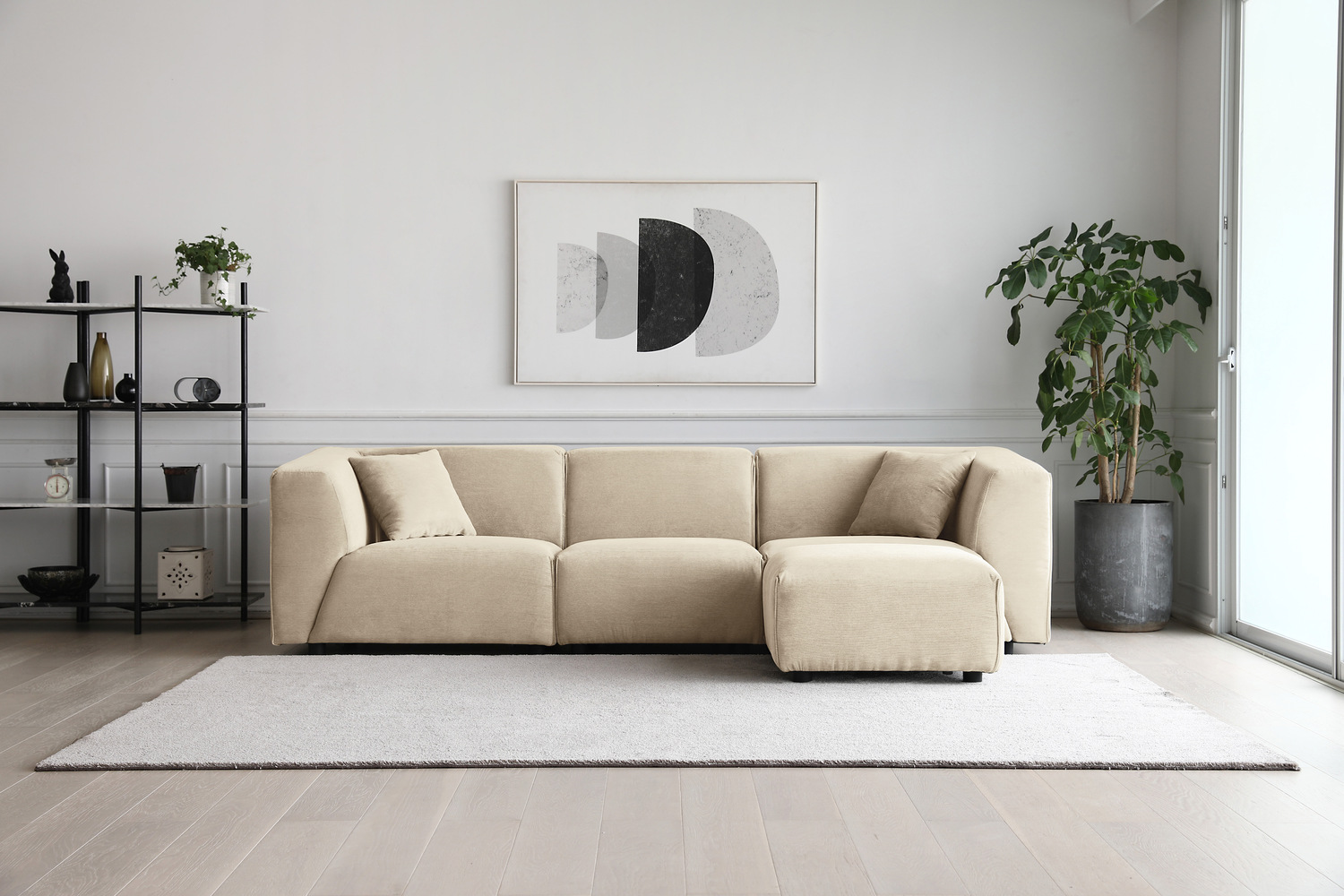 Monroe sofá modular de 3 plazas + 1 puf beige