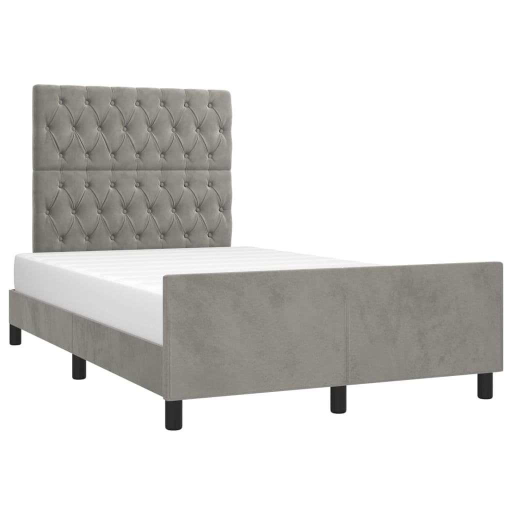 Cadre de lit sans matelas, en velours, gris clair, pour la chambre, 120 × 200 cm - 3