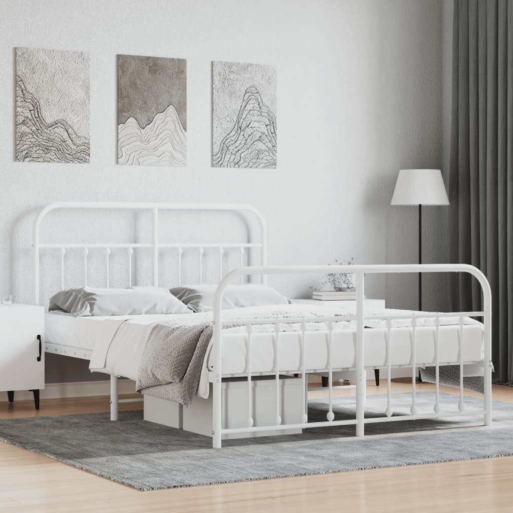Cadre de lit métal sans matelas et pied de lit blanc 100x190 cm vidaXL