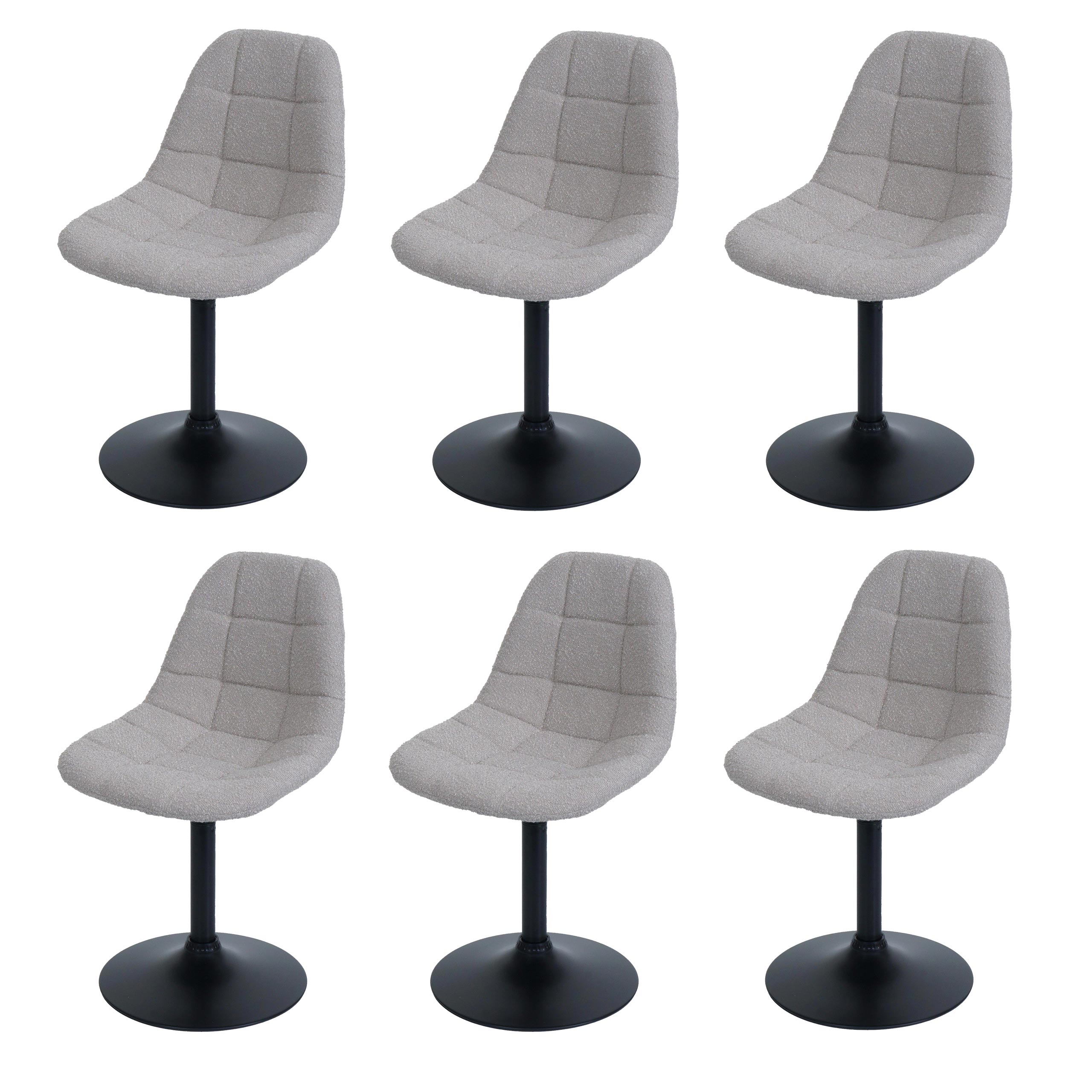 Zestaw 6 krzeseł do jadalni HWC-A60, krzesło kuchenne, krzesło obrotowe, stal MVG tkanina/tekstylia bouclé (450 g/m²) ~ taupe